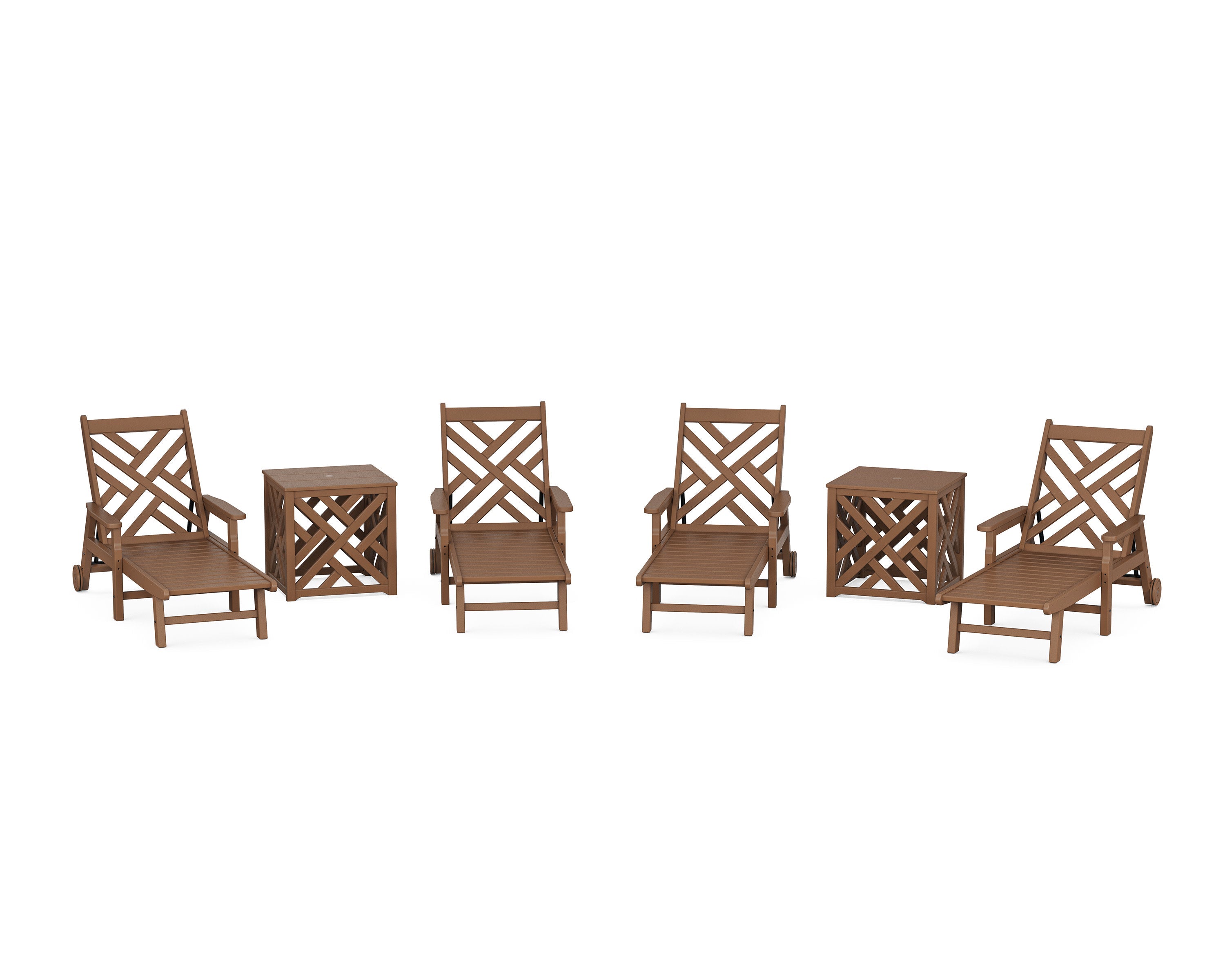 Chippendale 6-Piece Chaise Set with Umbrella Stand Accent Table