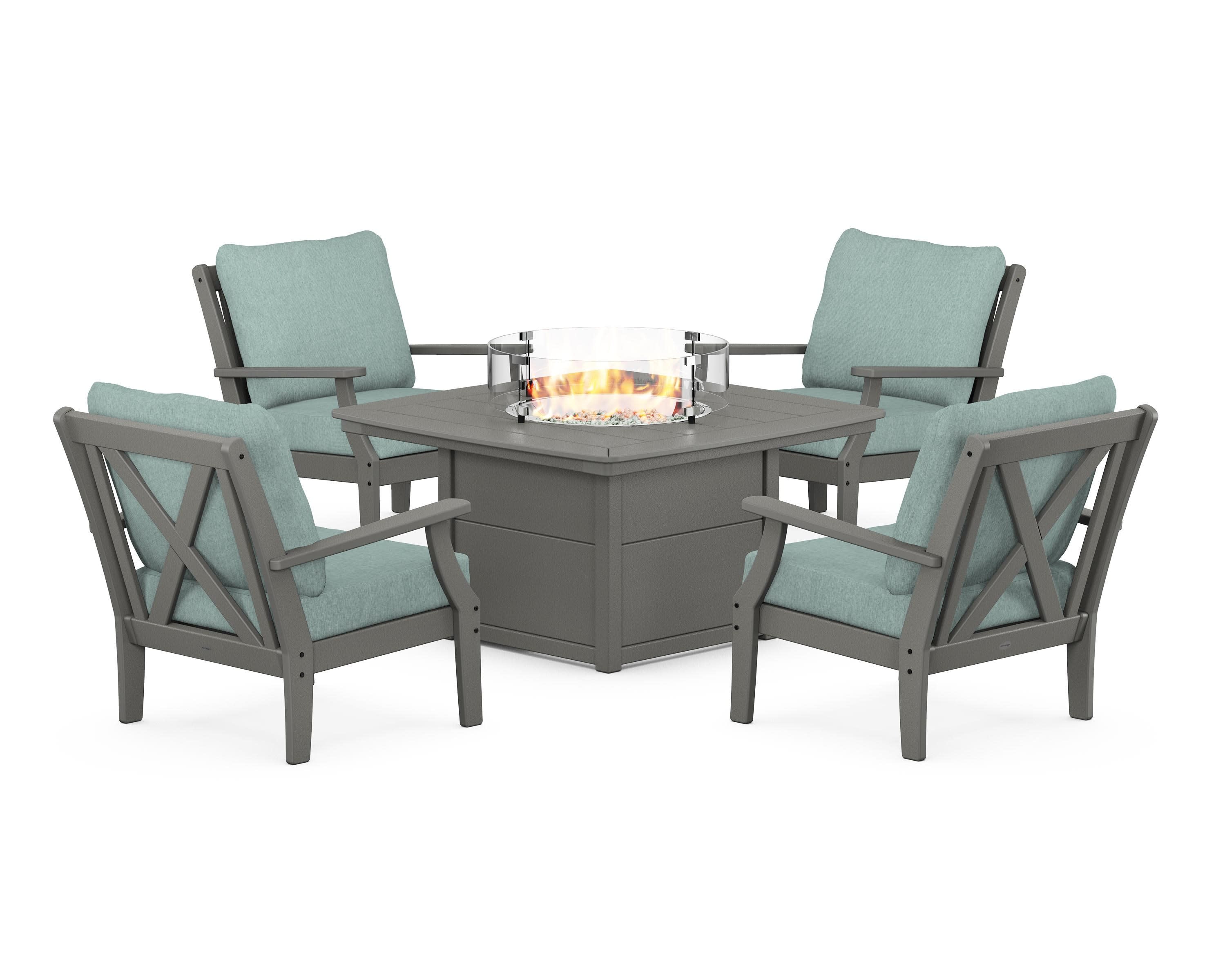 Braxton 5-Piece Deep Seating Conversation Set with Fire Pit Table