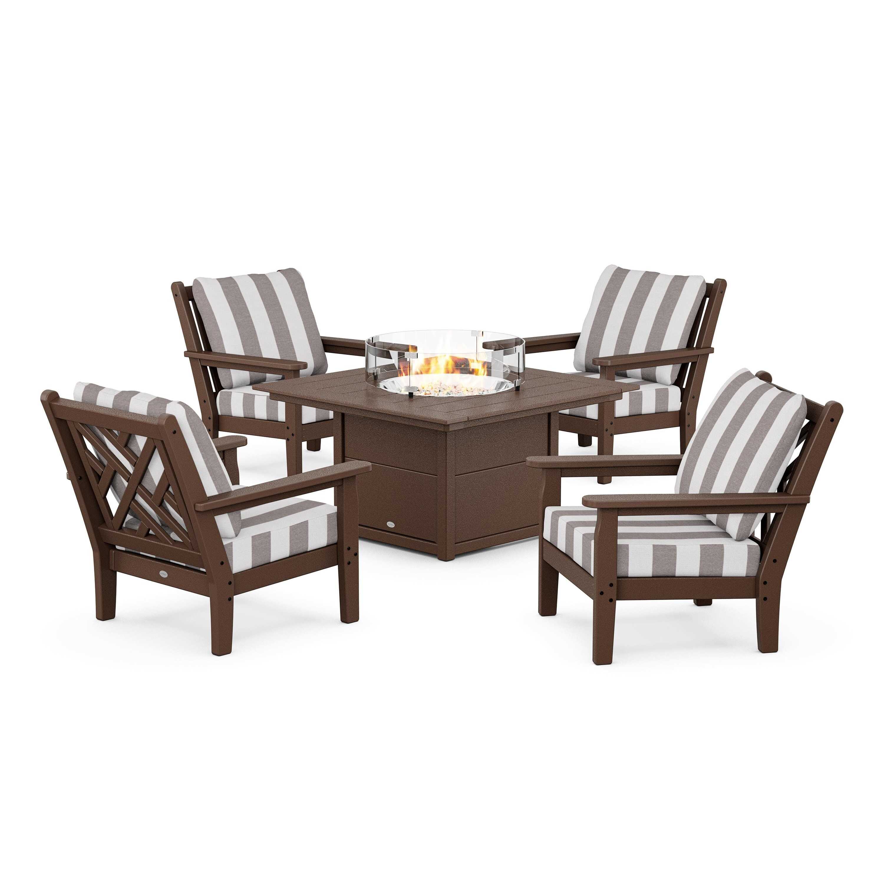 Chippendale 5-Piece Deep Seating Set with Fire Pit Table