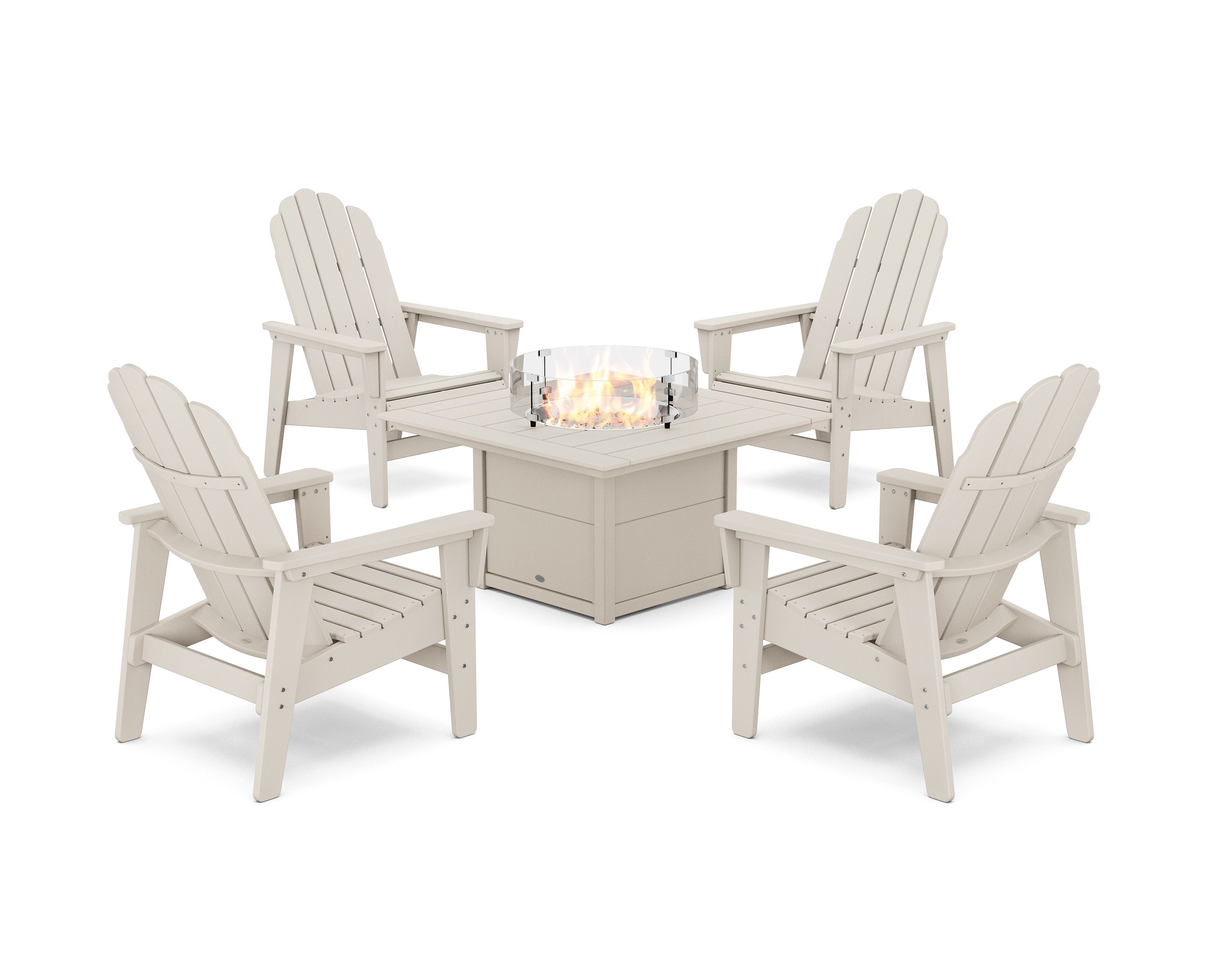 5-Piece Vineyard Grand Upright Adirondack Conversation Set with Fire Pit Table