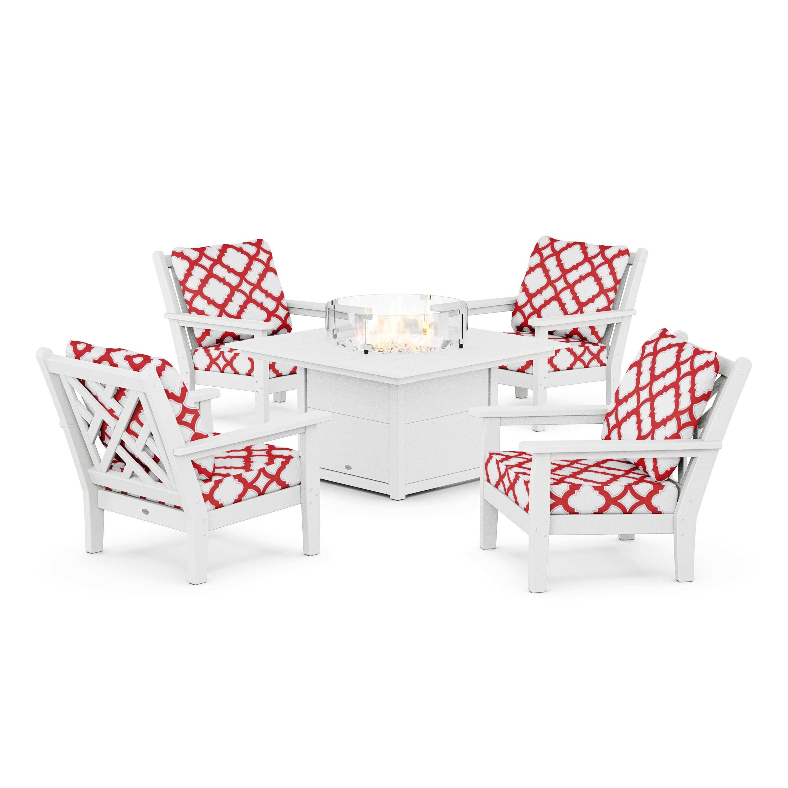Chippendale 5-Piece Deep Seating Set with Fire Pit Table