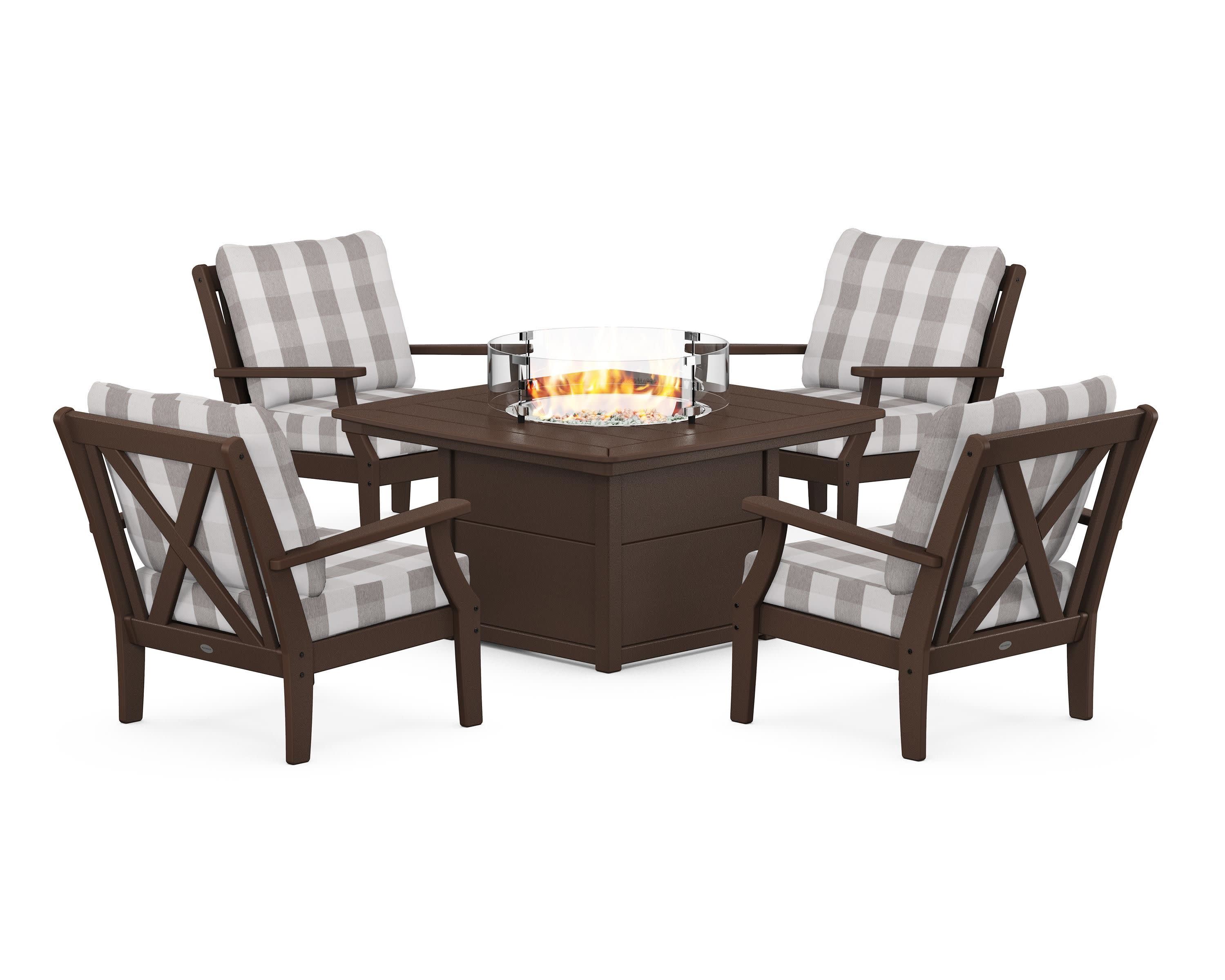 Braxton 5-Piece Deep Seating Conversation Set with Fire Pit Table