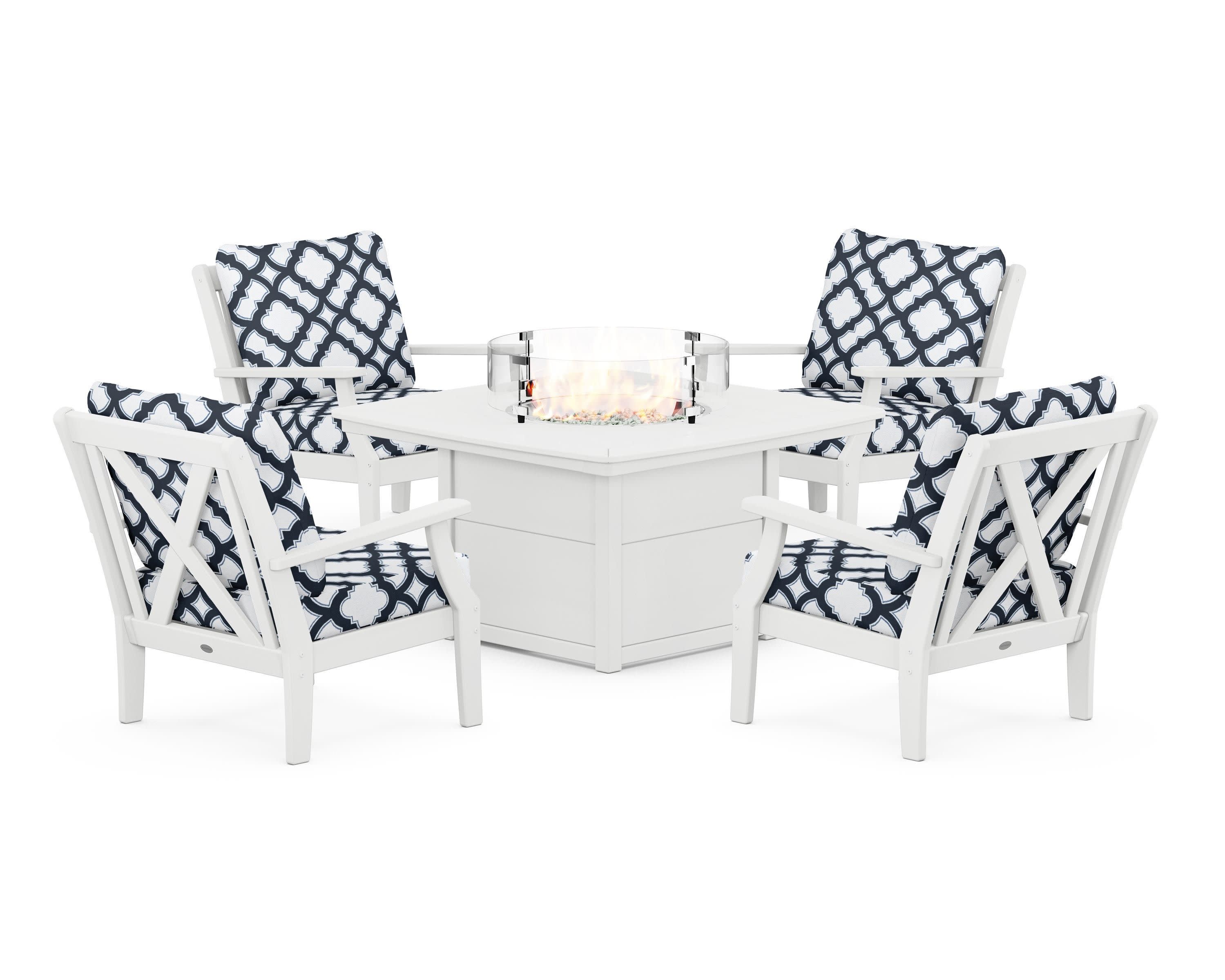 Braxton 5-Piece Deep Seating Conversation Set with Fire Pit Table