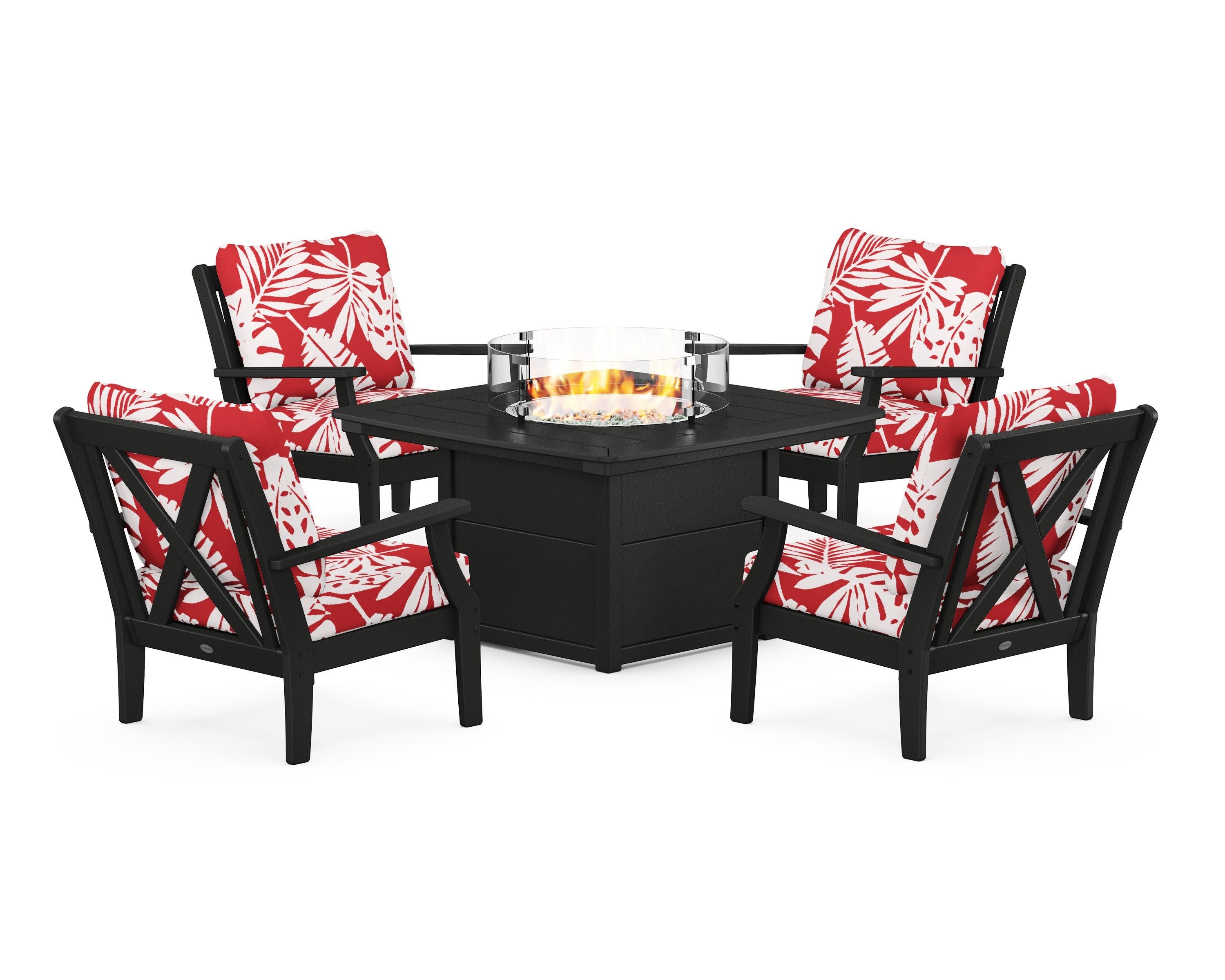 Braxton 5-Piece Deep Seating Conversation Set with Fire Pit Table