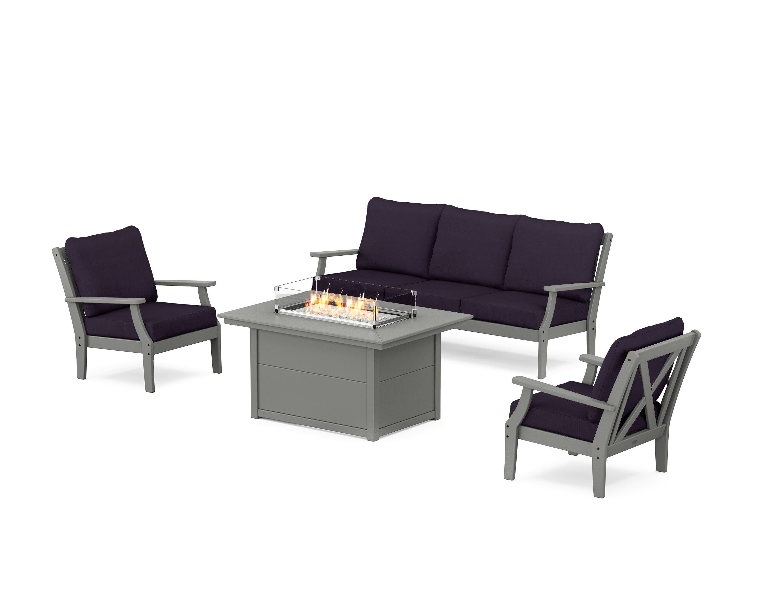 Braxton Deep Seating Fire Pit Table Set