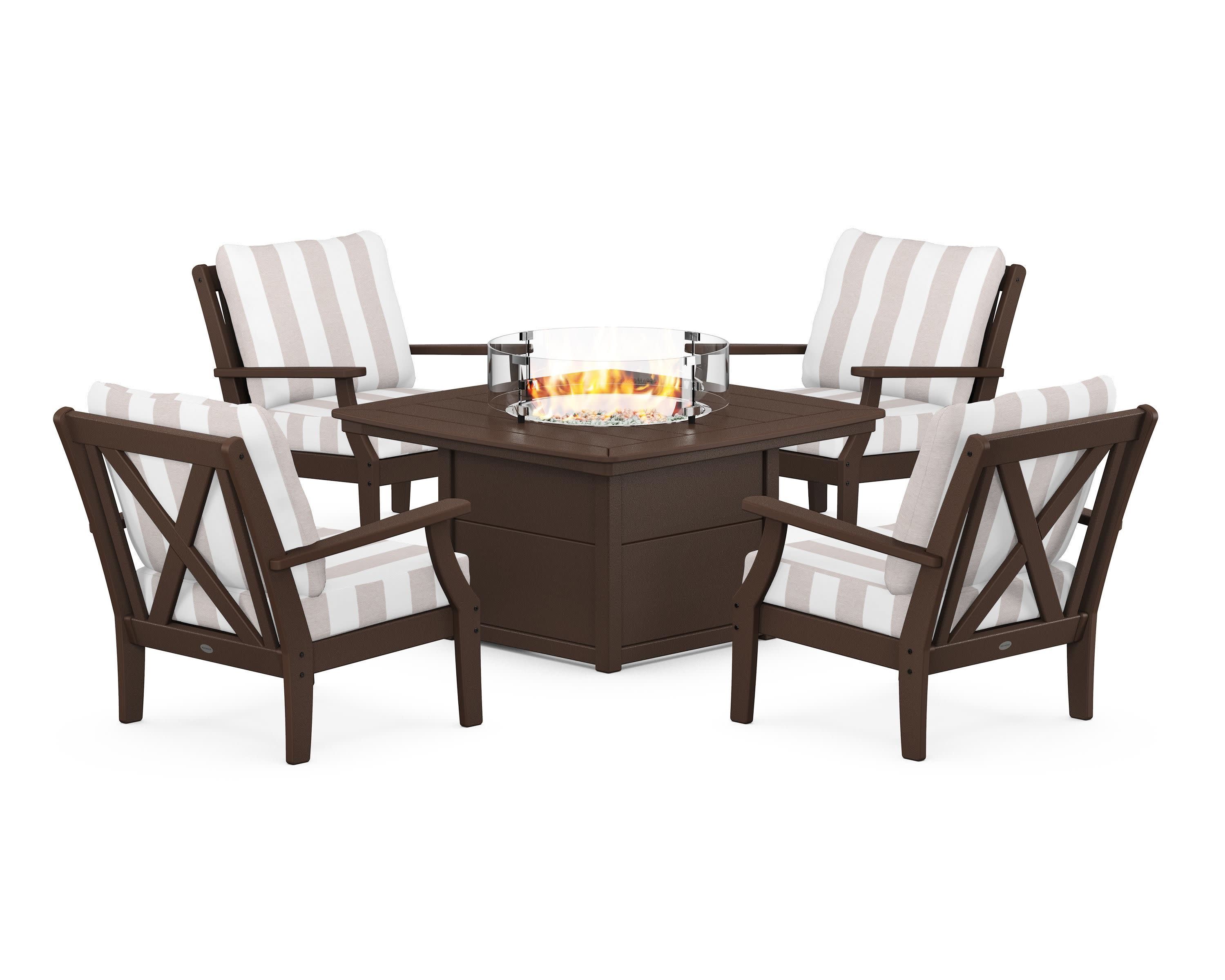 Braxton 5-Piece Deep Seating Conversation Set with Fire Pit Table