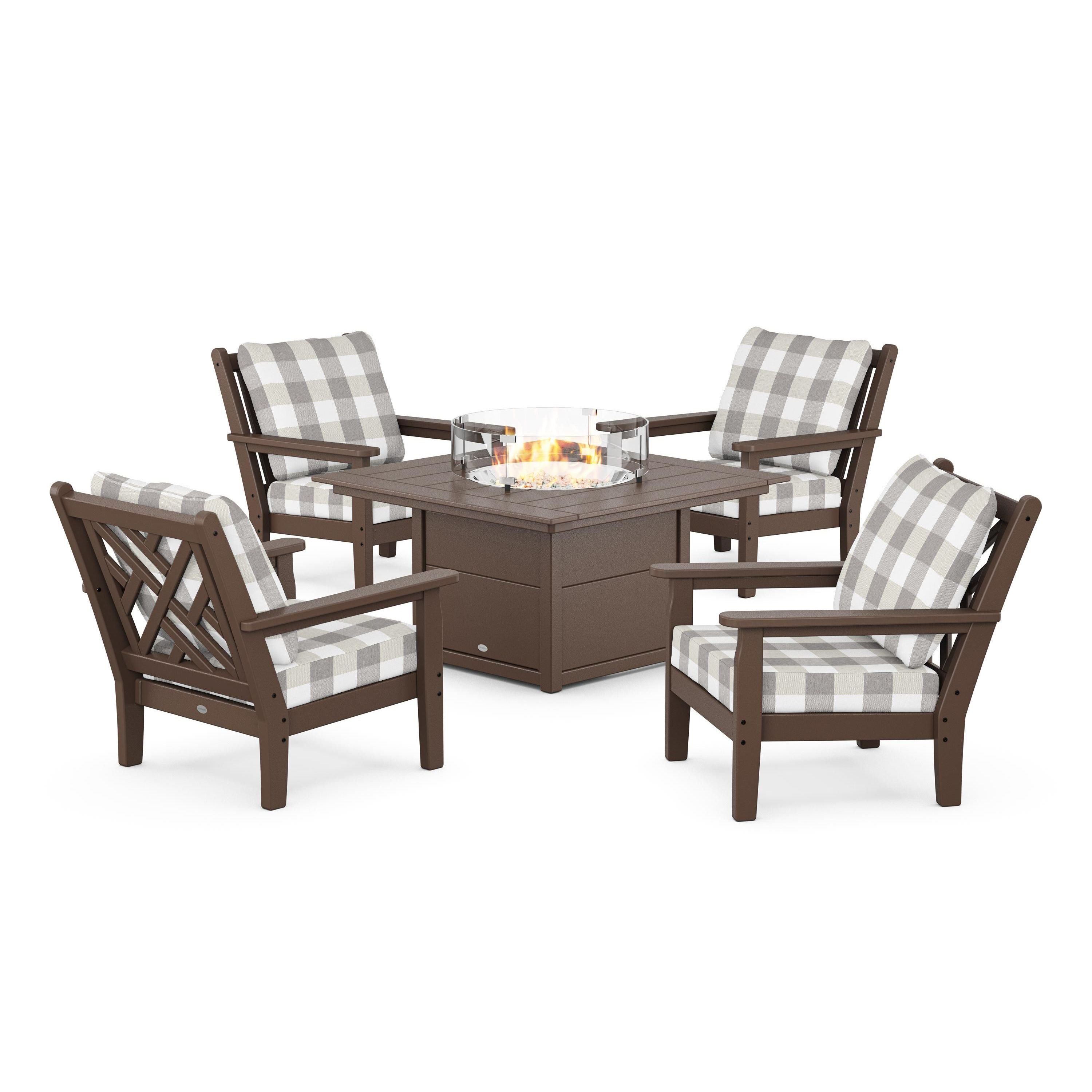 Chippendale 5-Piece Deep Seating Set with Fire Pit Table