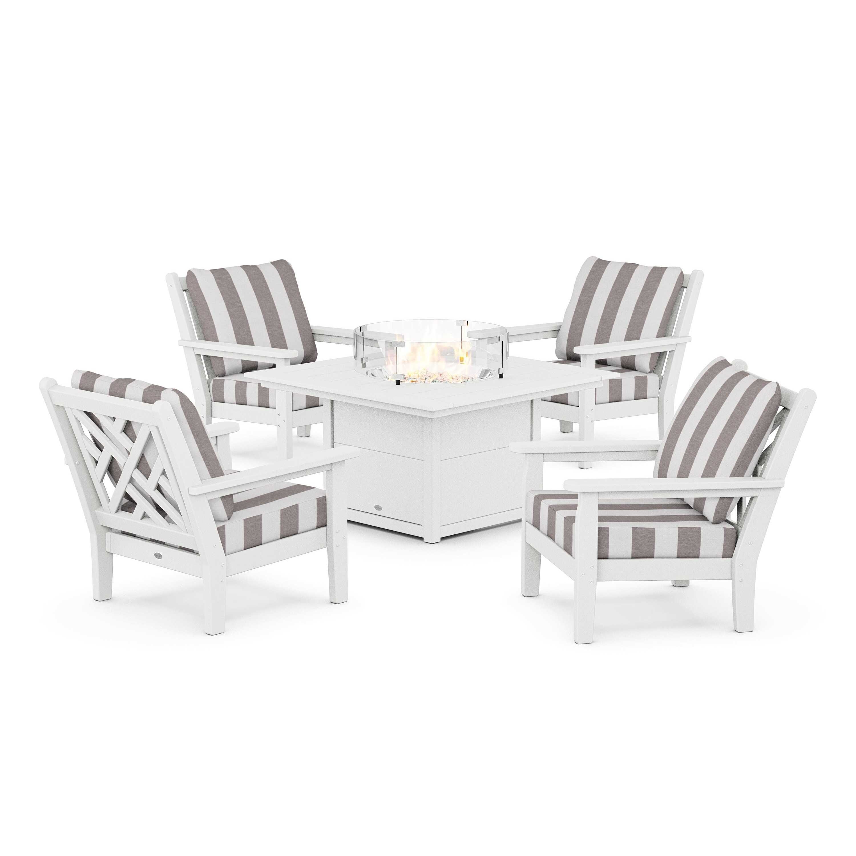 Chippendale 5-Piece Deep Seating Set with Fire Pit Table