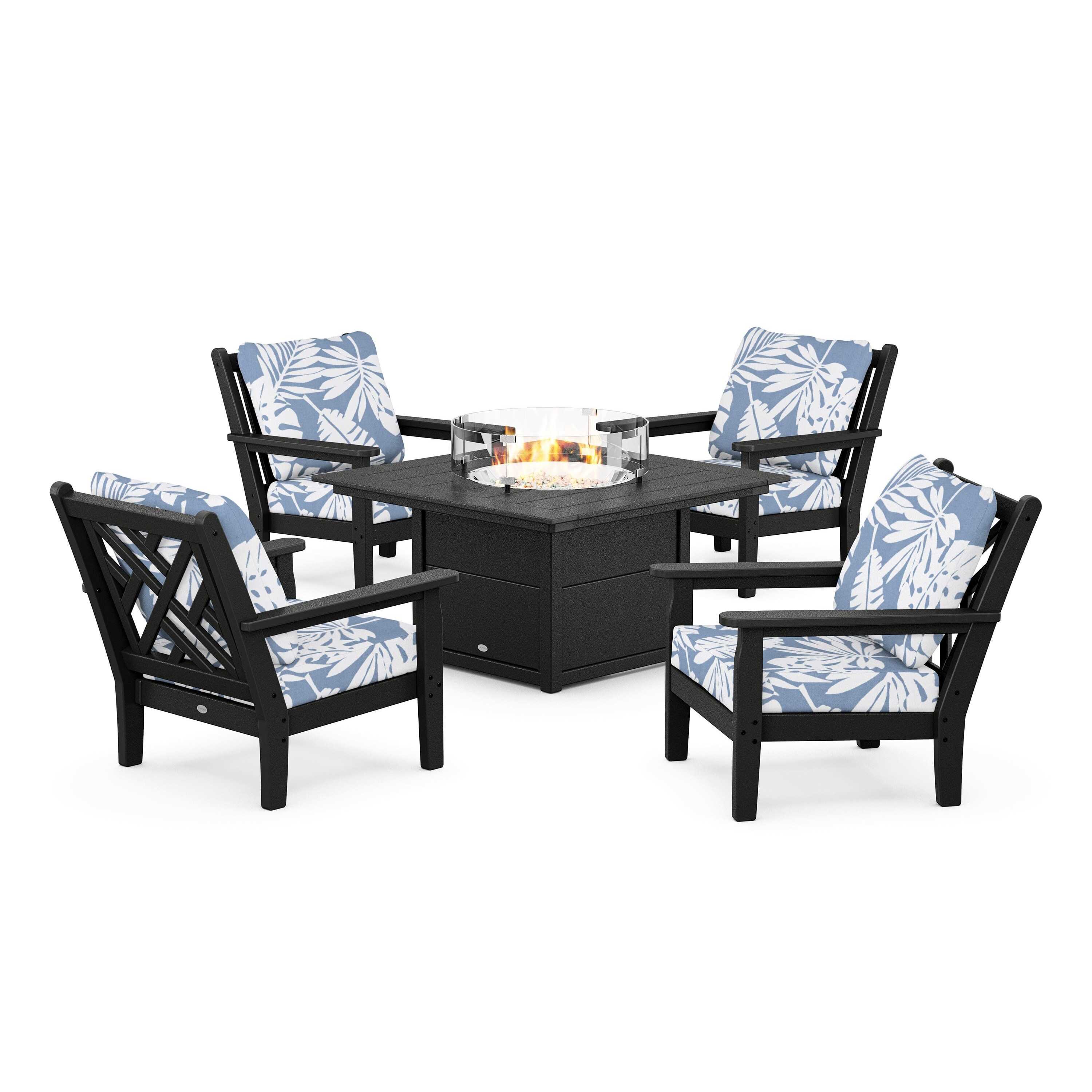Chippendale 5-Piece Deep Seating Set with Fire Pit Table