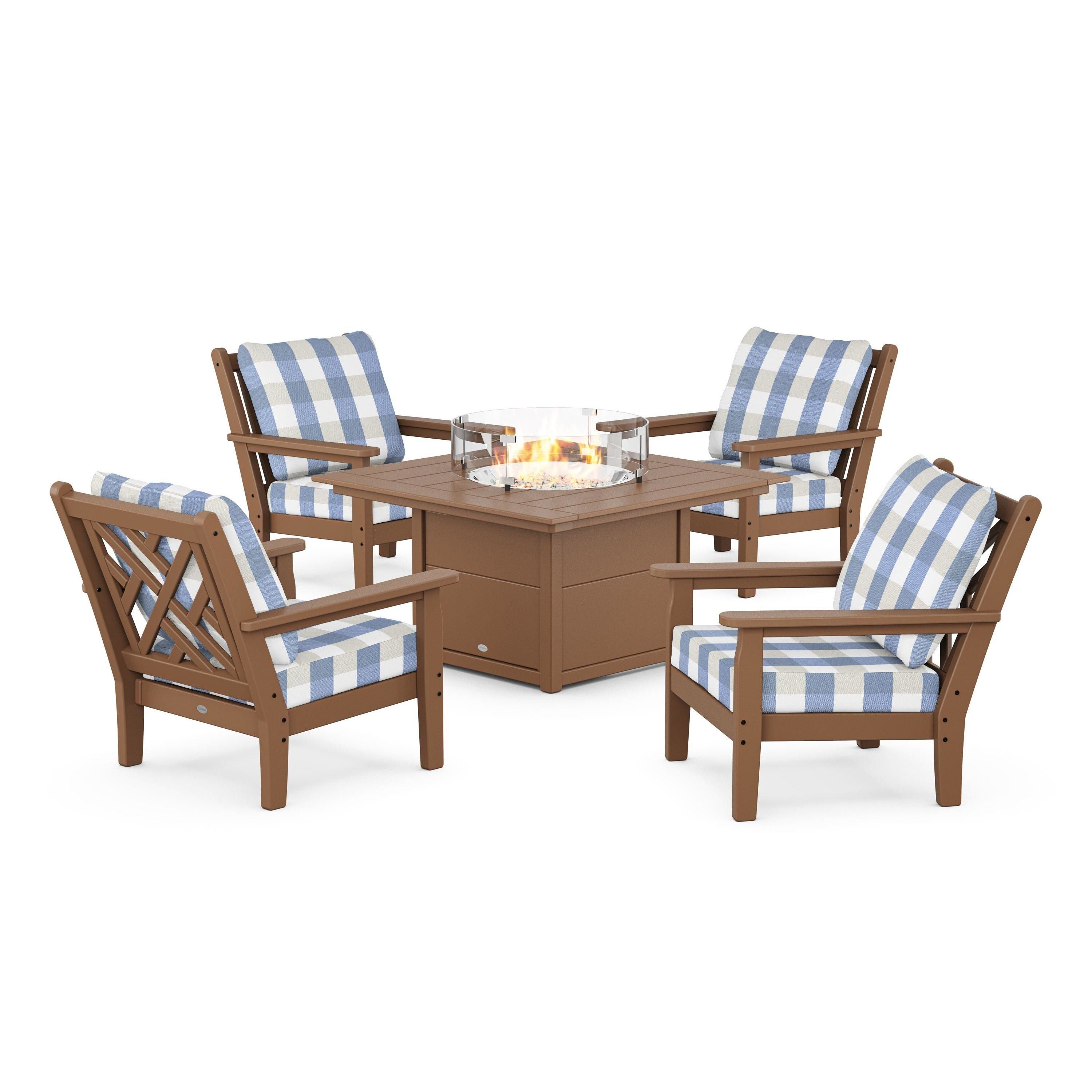 Chippendale 5-Piece Deep Seating Set with Fire Pit Table