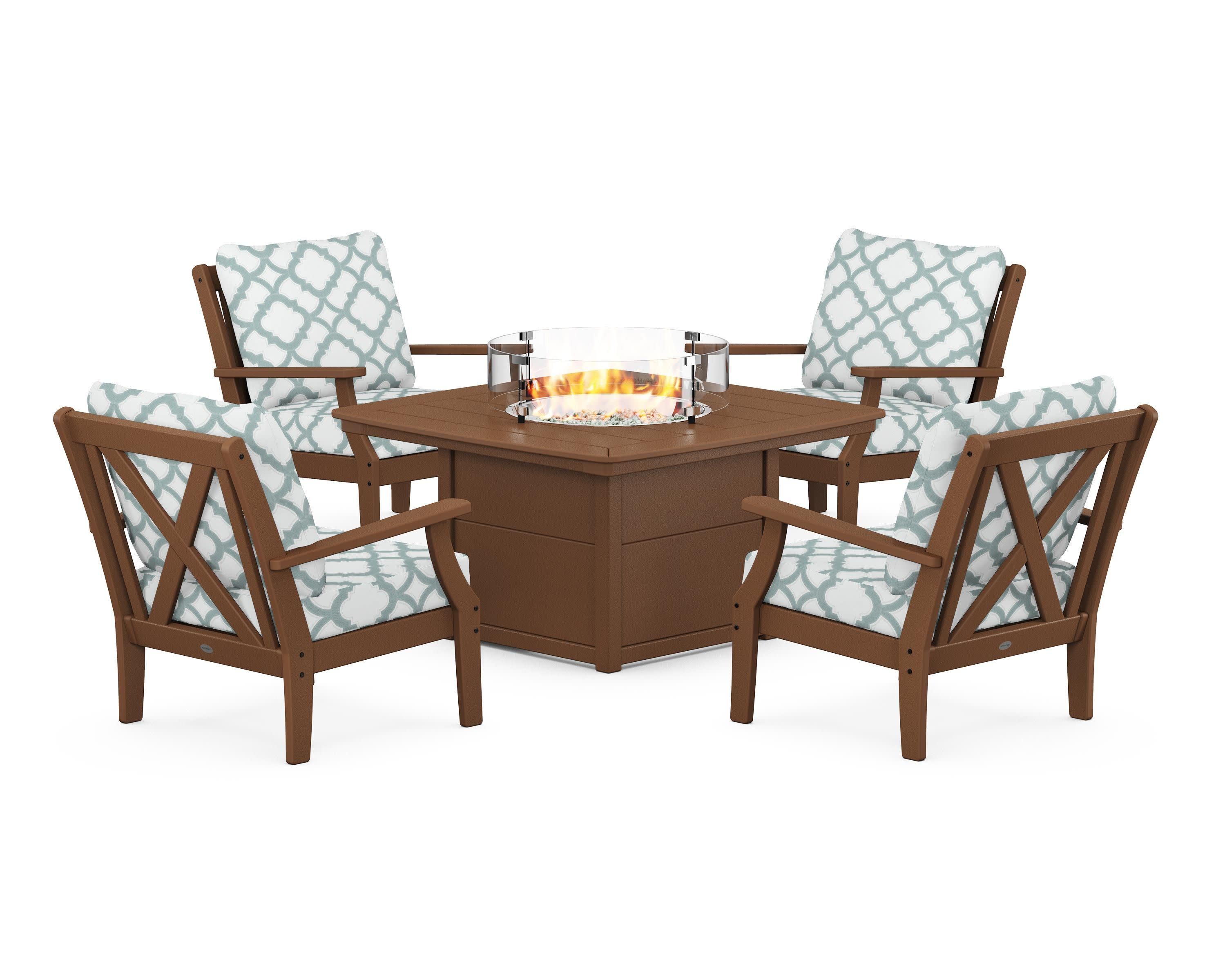 Braxton 5-Piece Deep Seating Conversation Set with Fire Pit Table
