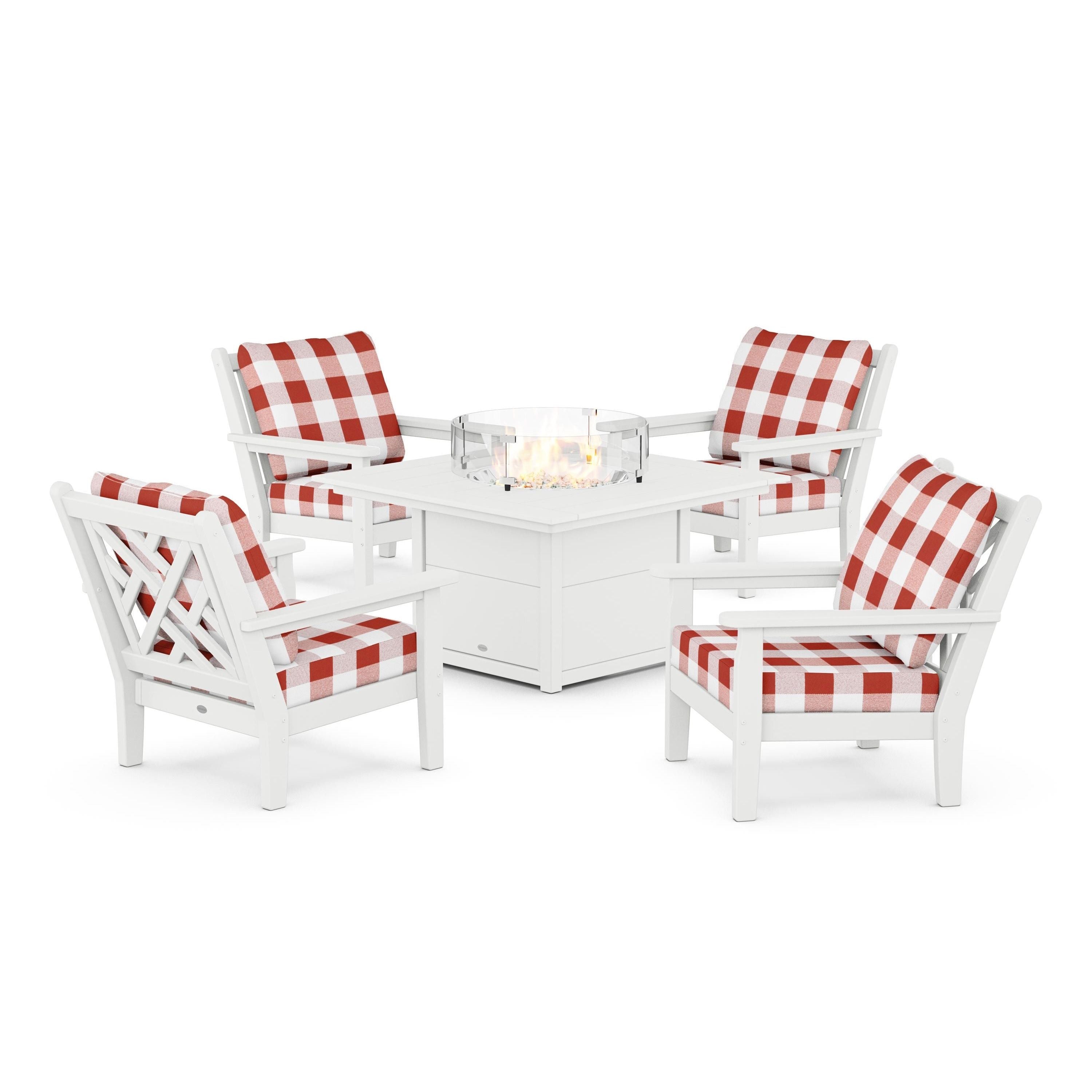 Chippendale 5-Piece Deep Seating Set with Fire Pit Table