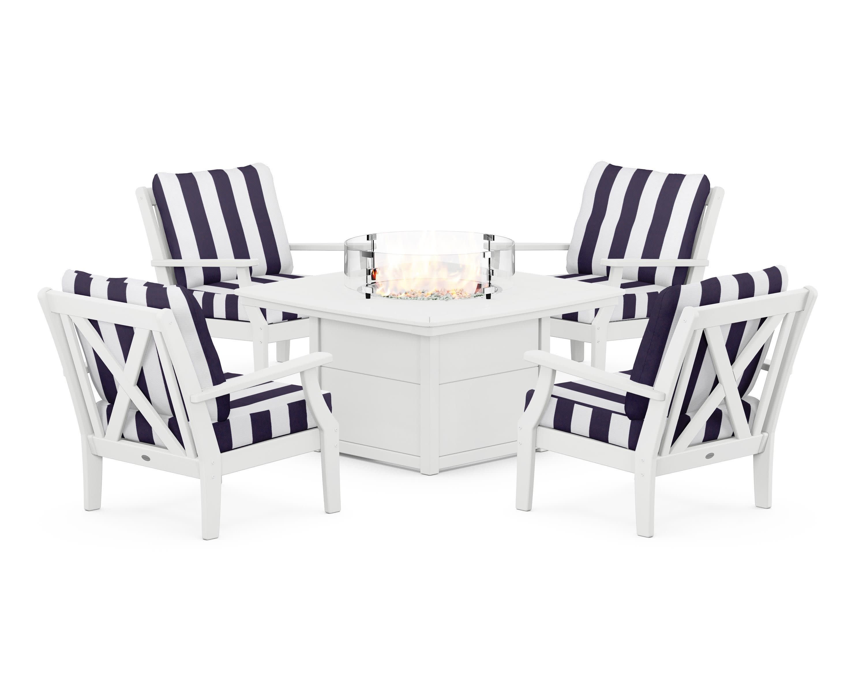 Braxton 5-Piece Deep Seating Conversation Set with Fire Pit Table