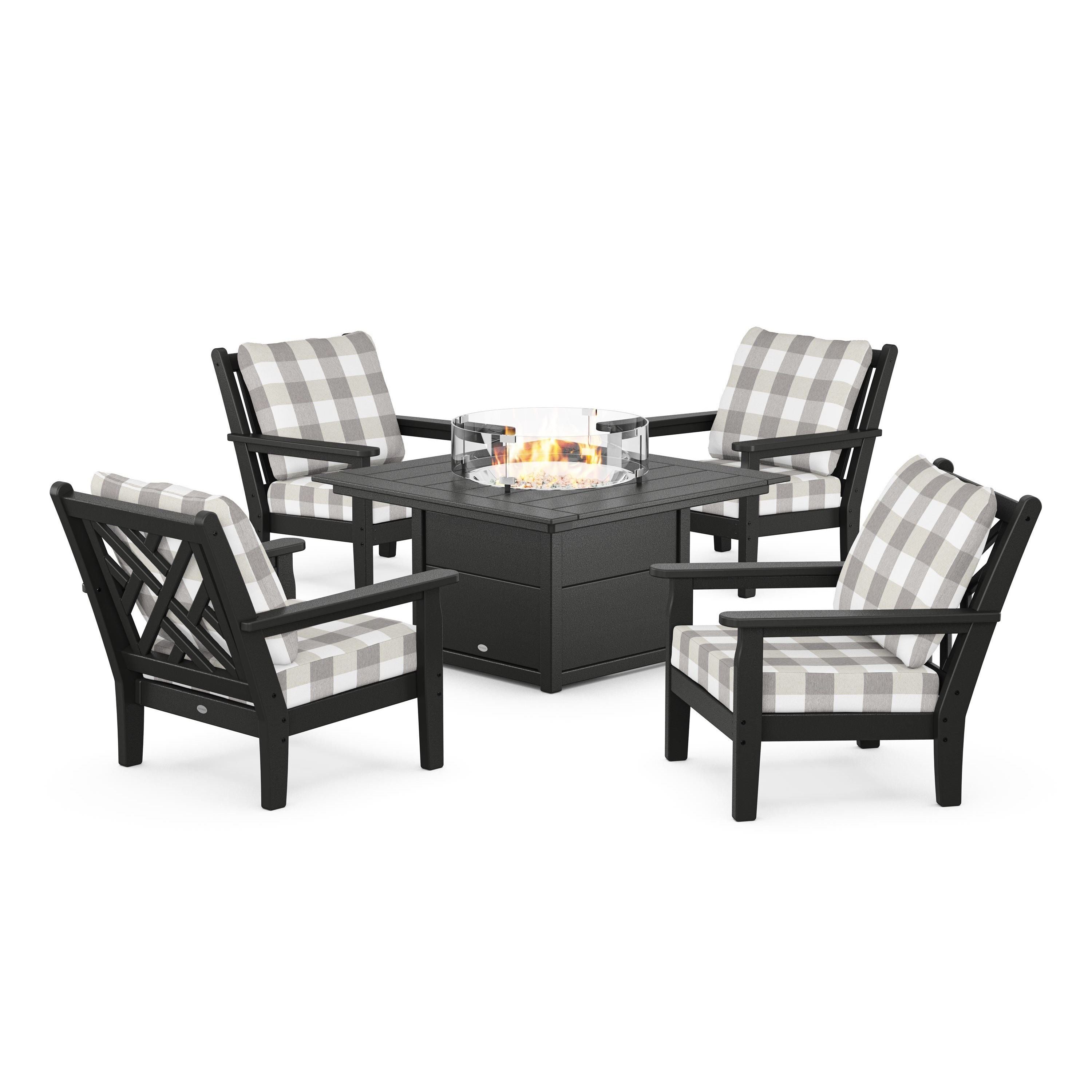 Chippendale 5-Piece Deep Seating Set with Fire Pit Table