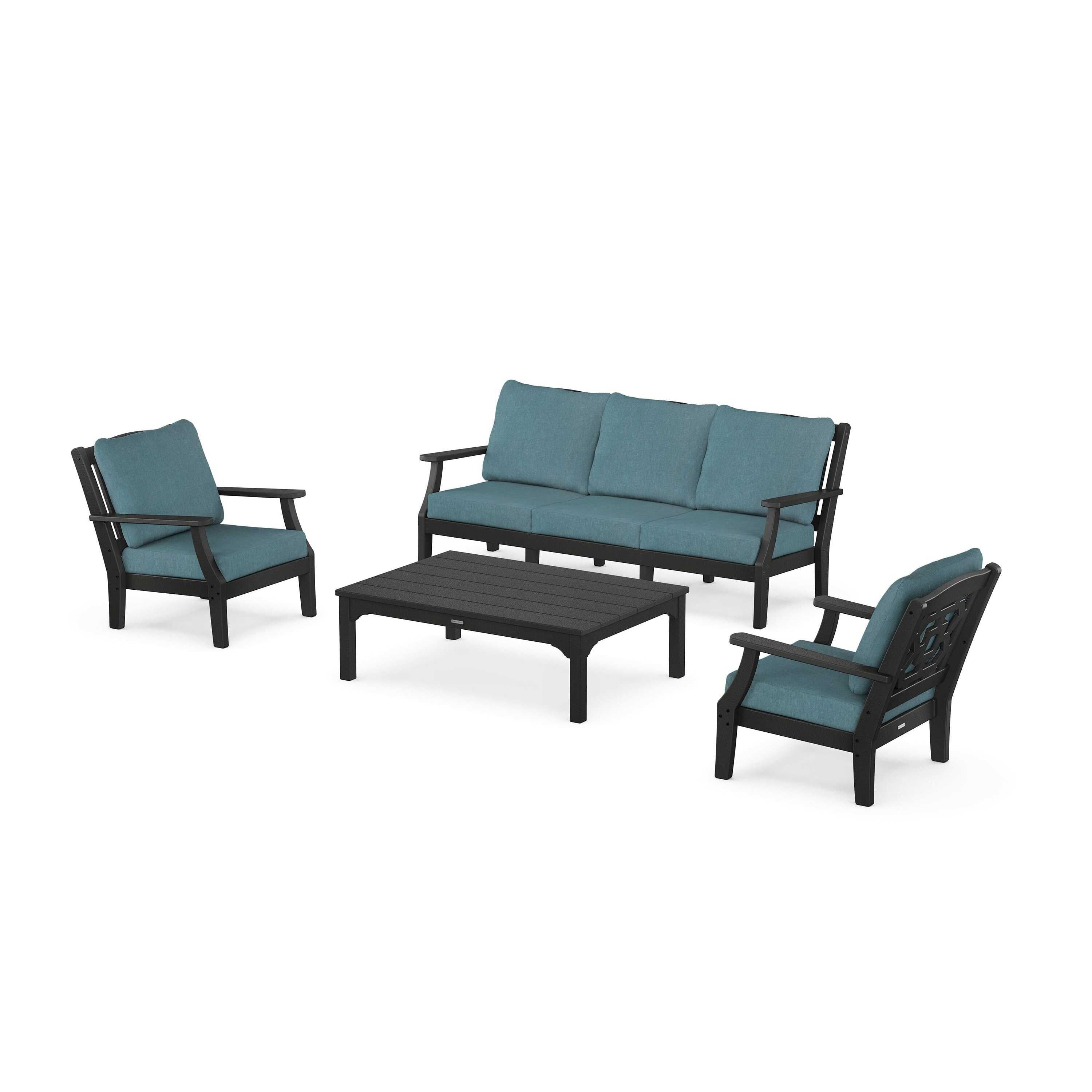 Chinoiserie 4-Piece Deep Seating Set with Sofa