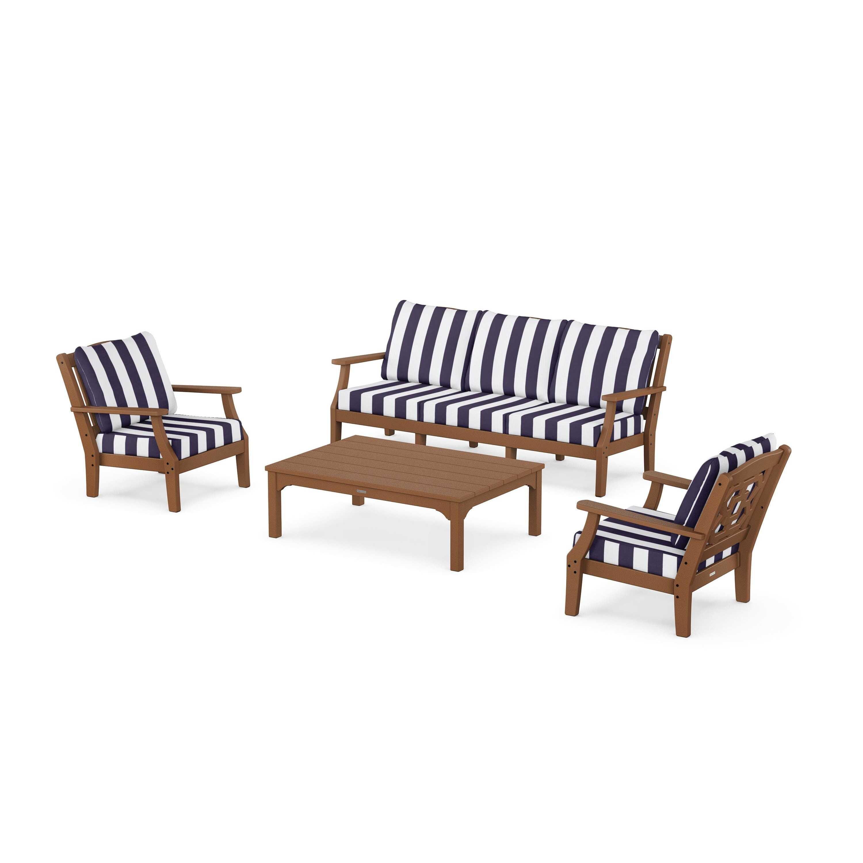 Chinoiserie 4-Piece Deep Seating Set with Sofa