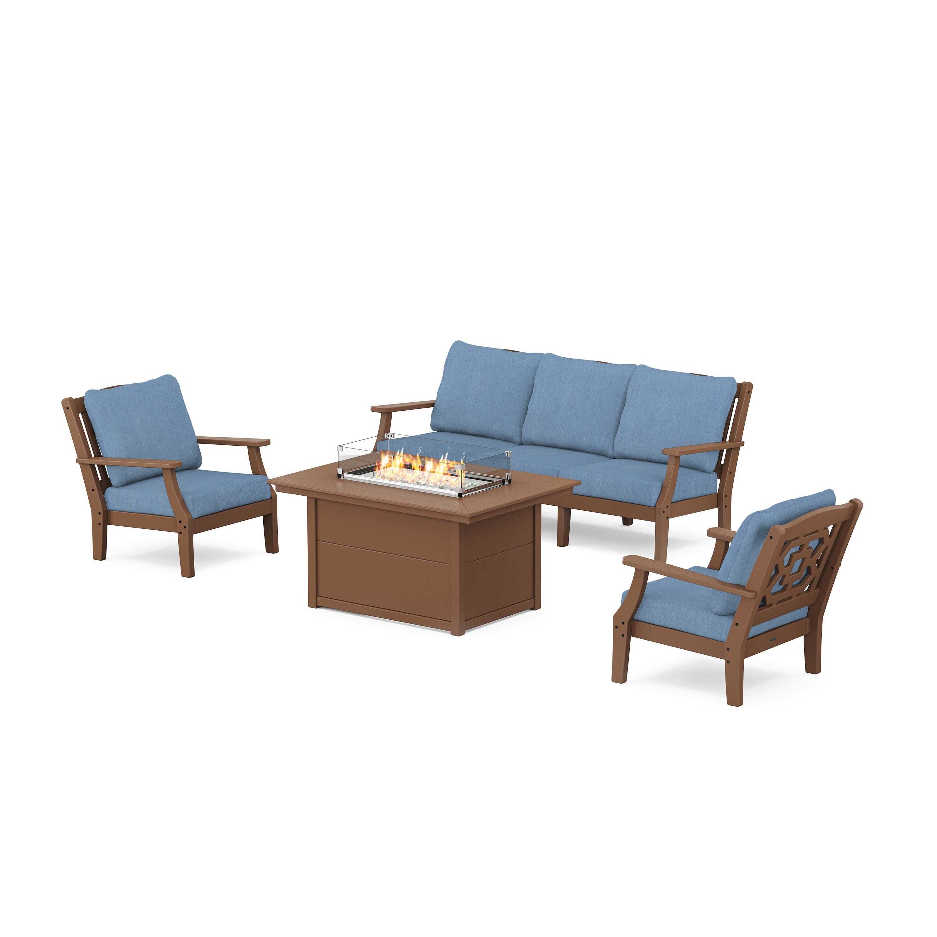 Chinoiserie Deep Seating Fire Pit Table Set