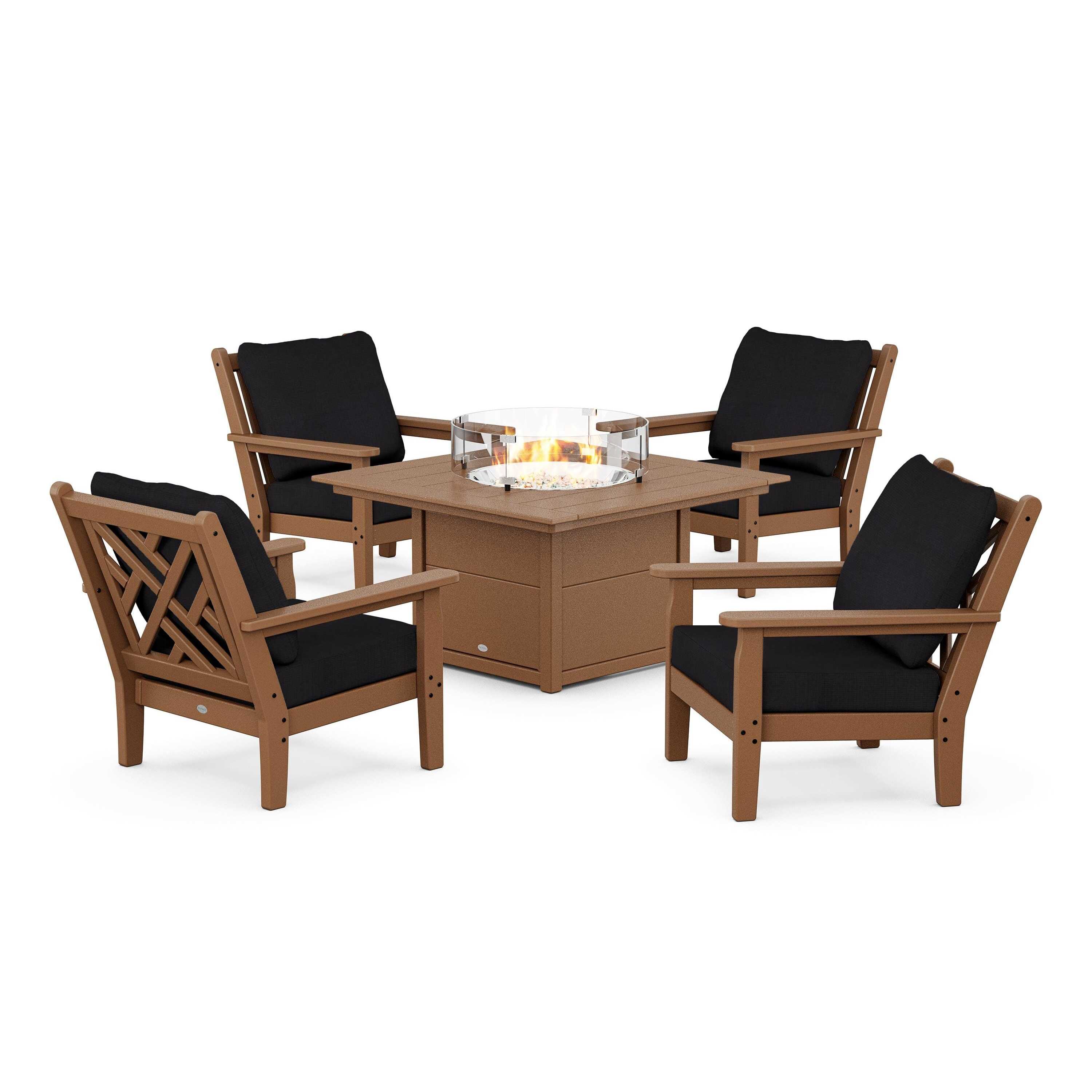Chippendale 5-Piece Deep Seating Set with Fire Pit Table