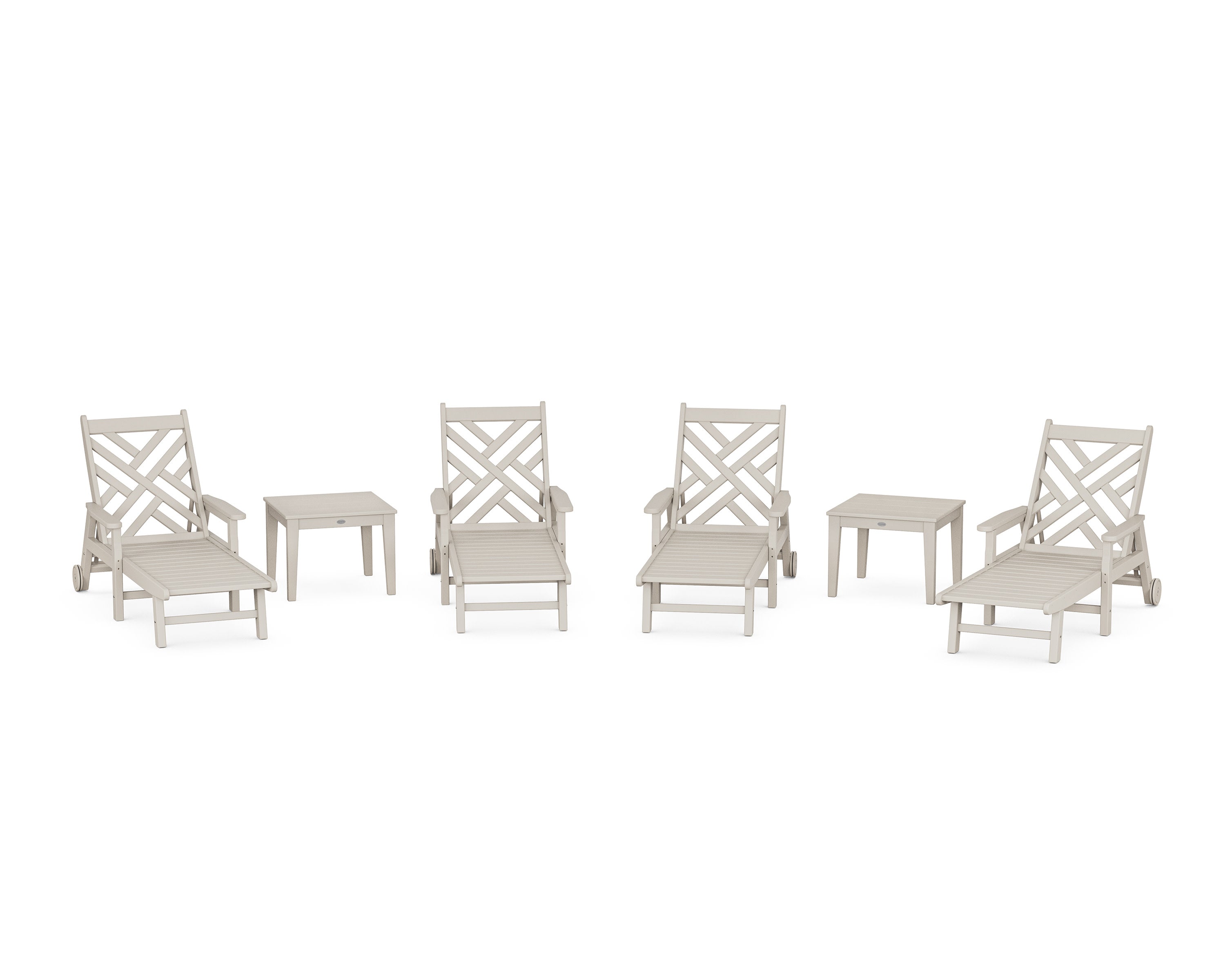 Chippendale 6-Piece Chaise Set with Arms and Wheels