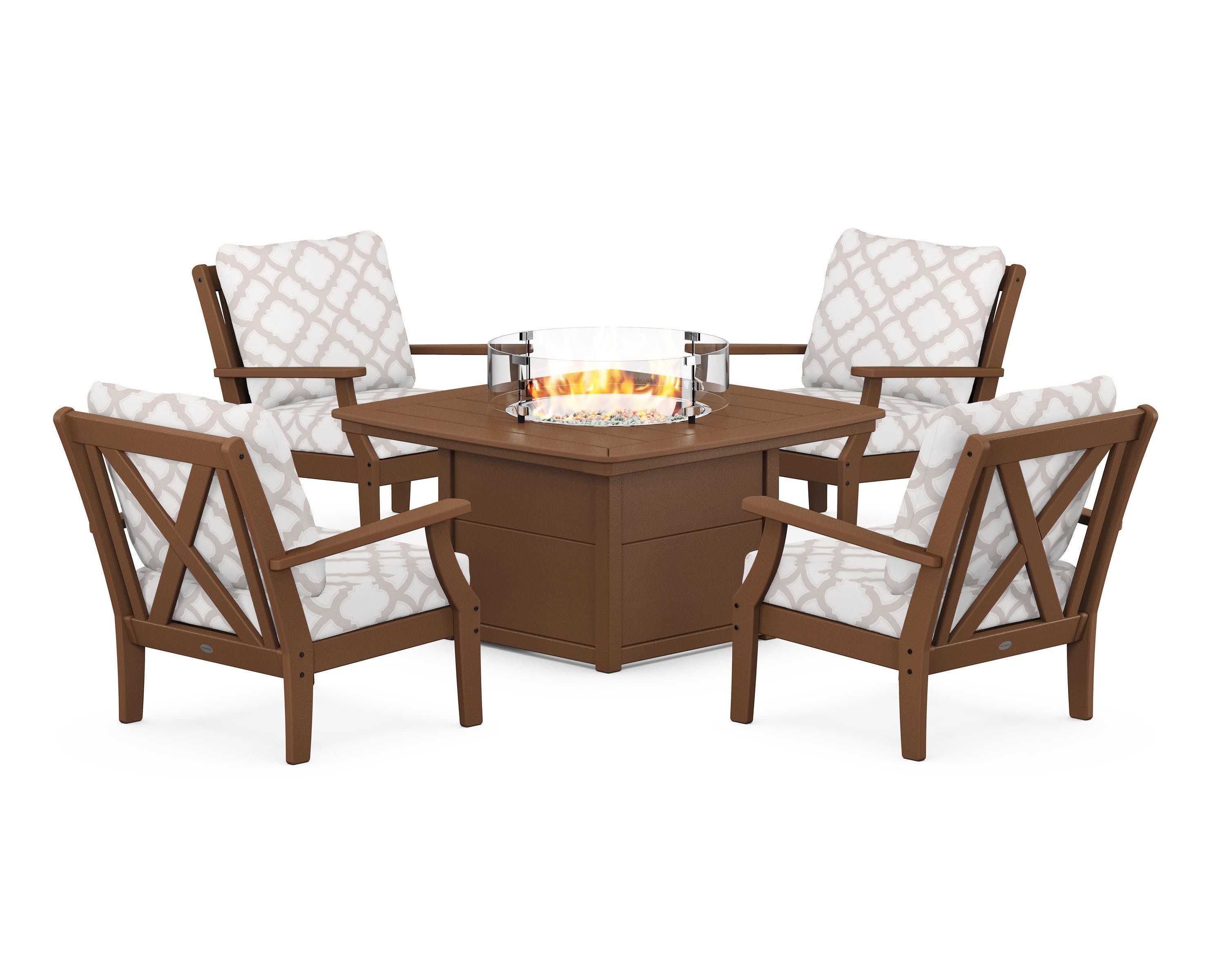 Braxton 5-Piece Deep Seating Conversation Set with Fire Pit Table