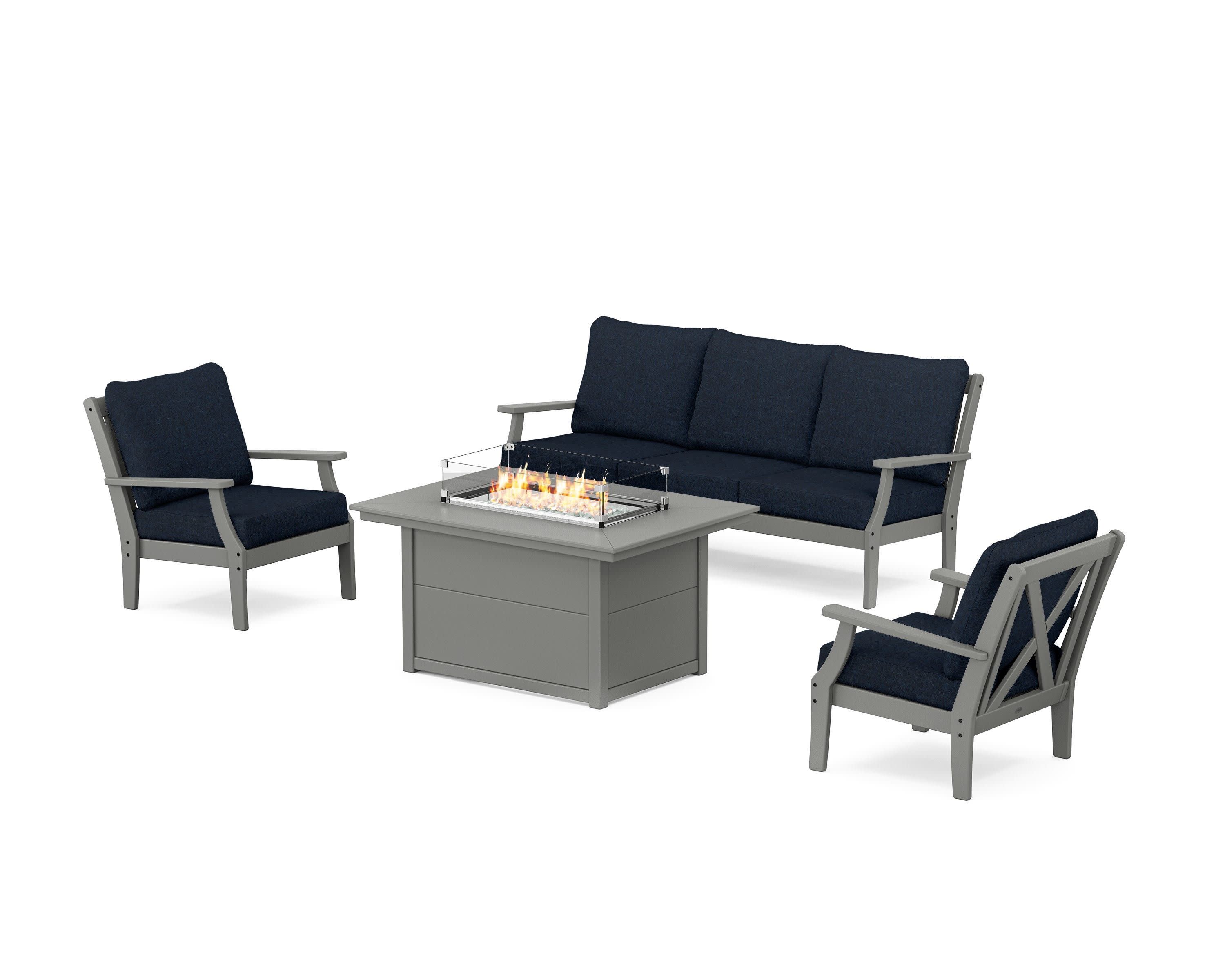 Braxton Deep Seating Fire Pit Table Set