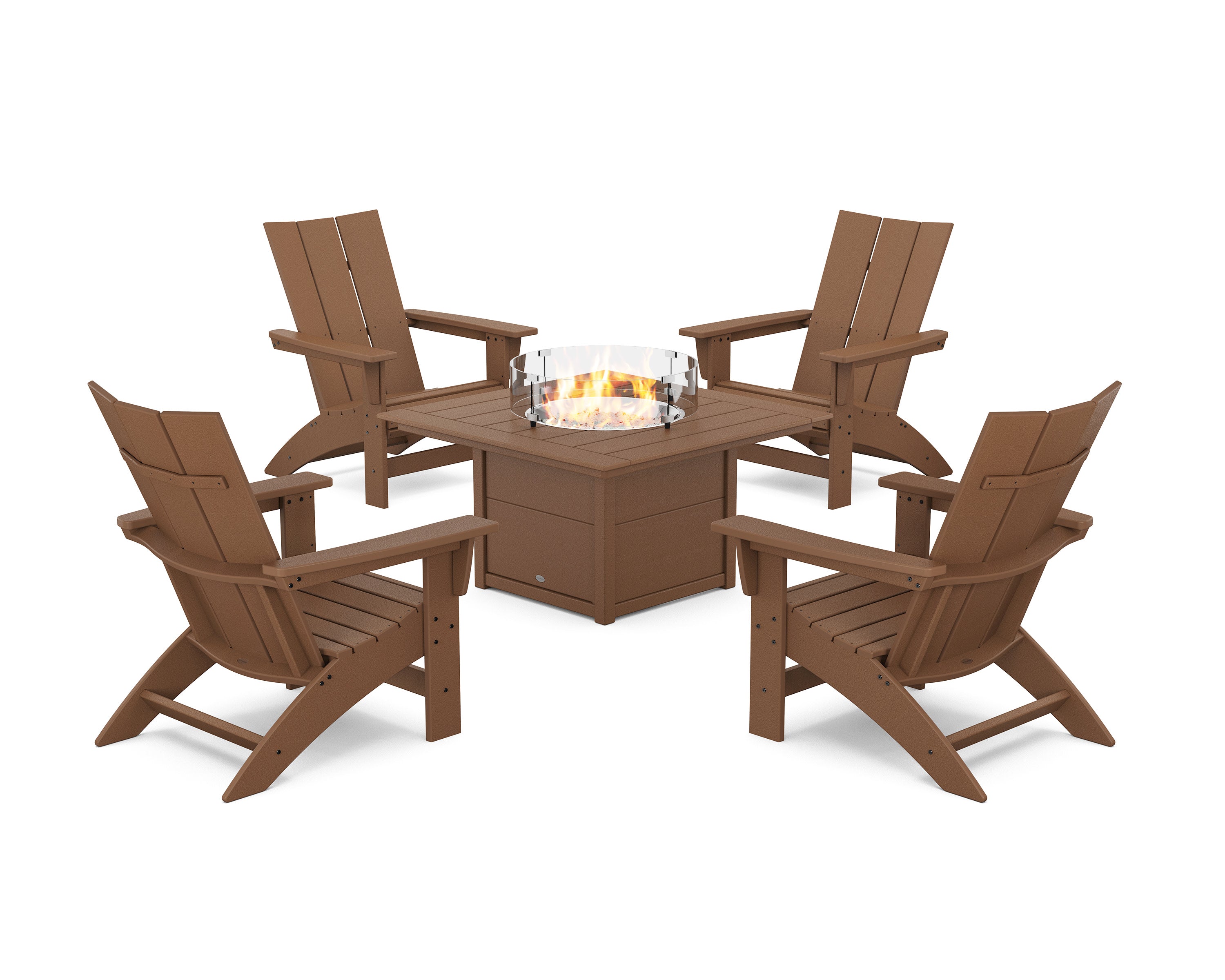 5-Piece Modern Grand Adirondack Conversation Set with Fire Pit Table