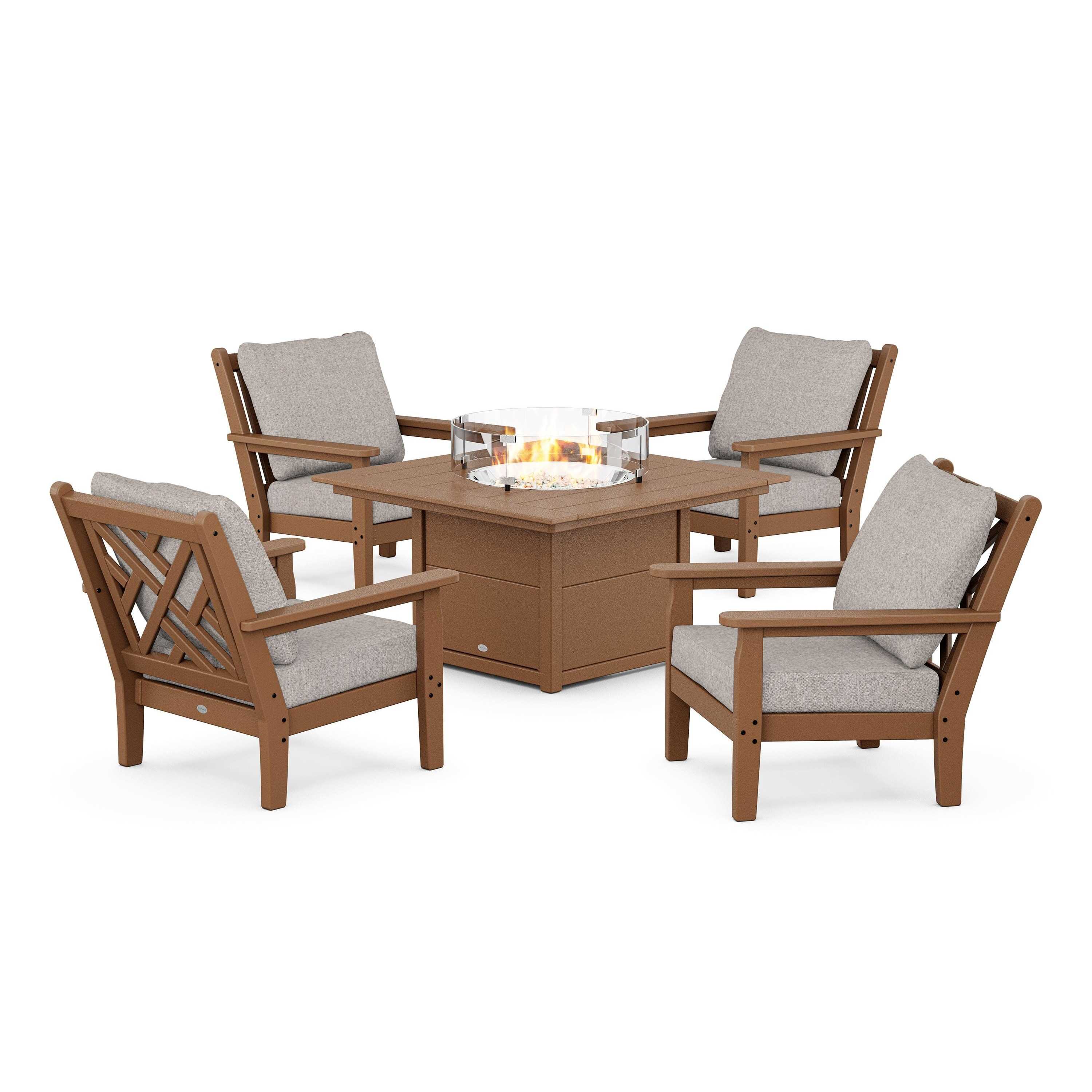 Chippendale 5-Piece Deep Seating Set with Fire Pit Table