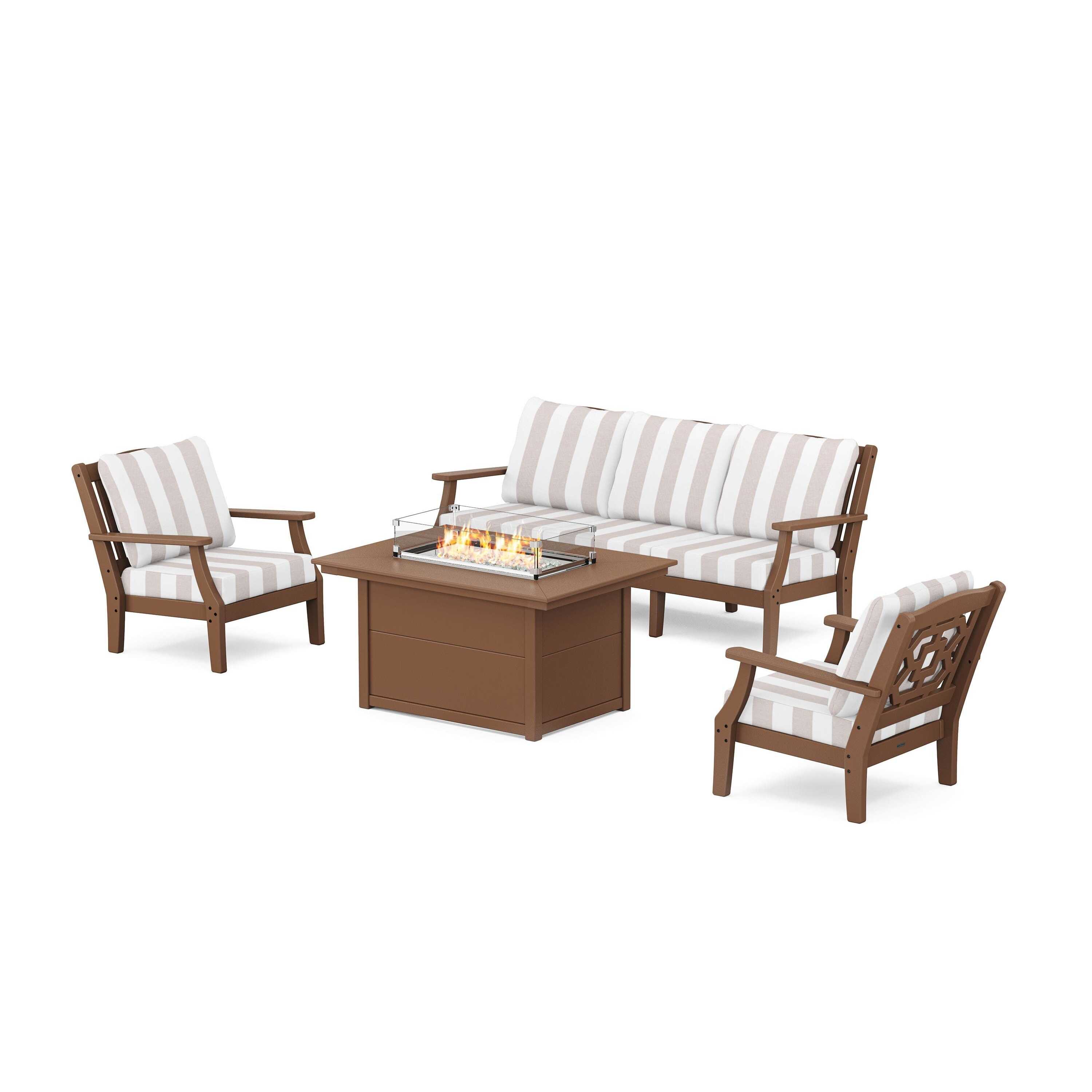 Chinoiserie Deep Seating Fire Pit Table Set