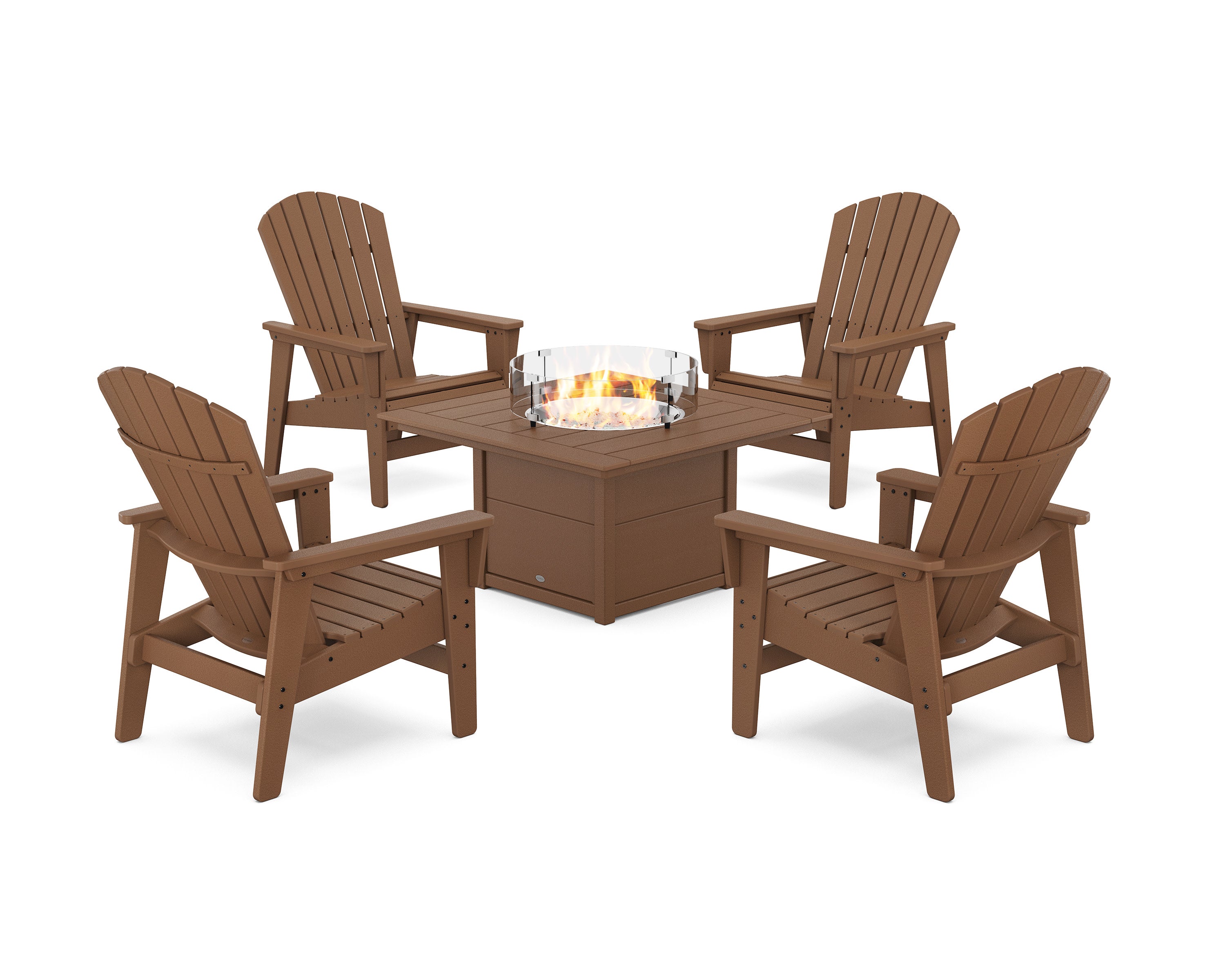 5-Piece Nautical Grand Upright Adirondack Conversation Set with Fire Pit Table