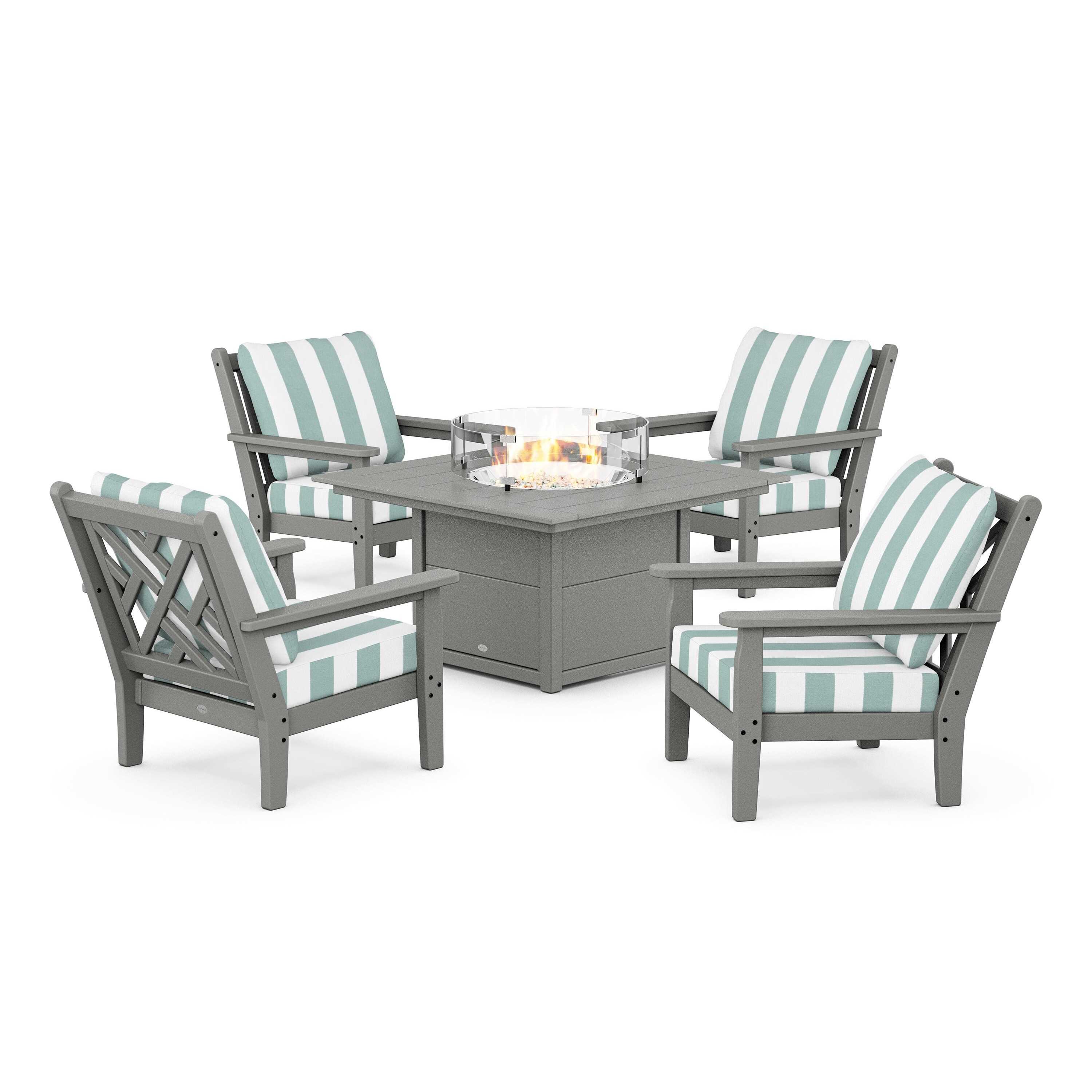 Chippendale 5-Piece Deep Seating Set with Fire Pit Table