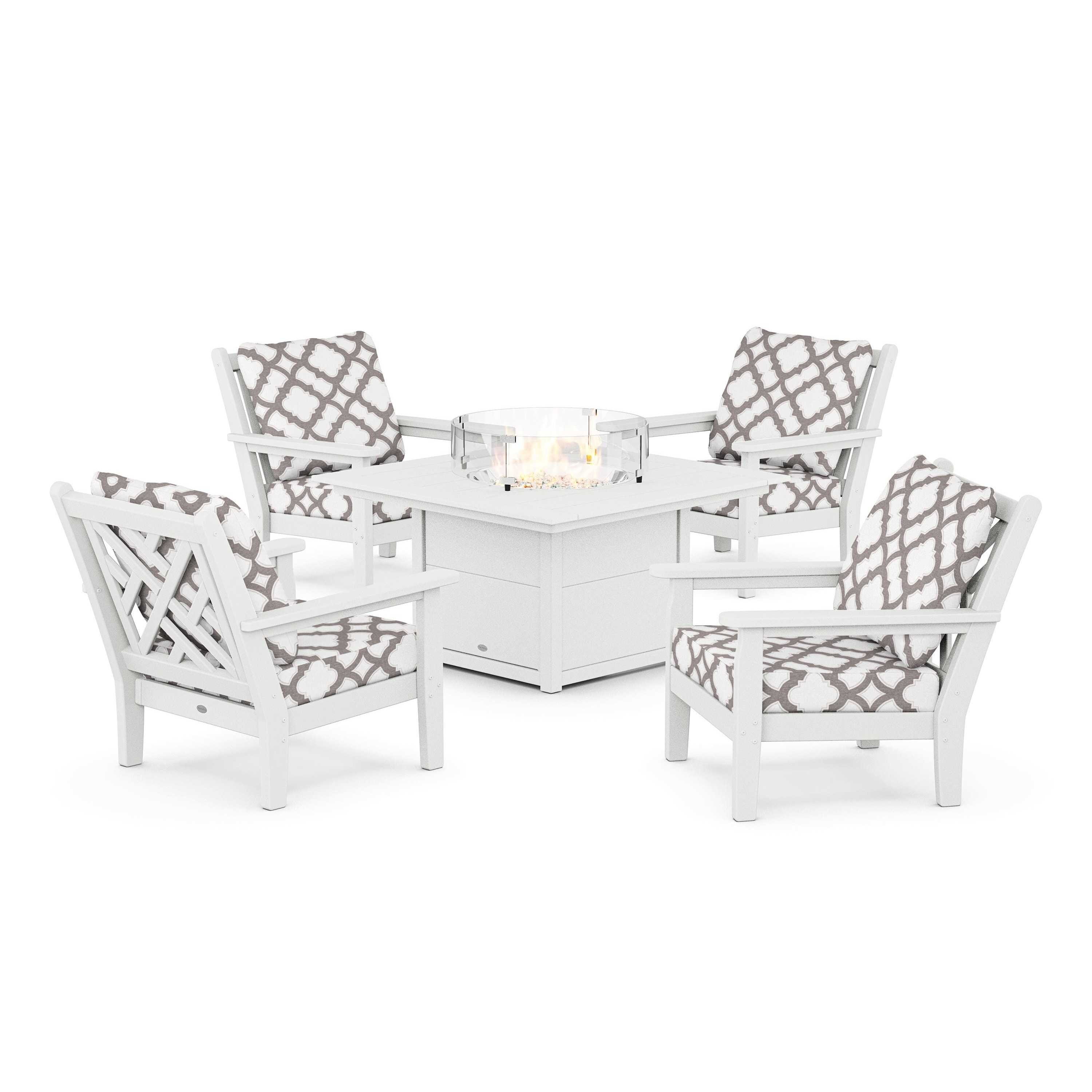 Chippendale 5-Piece Deep Seating Set with Fire Pit Table
