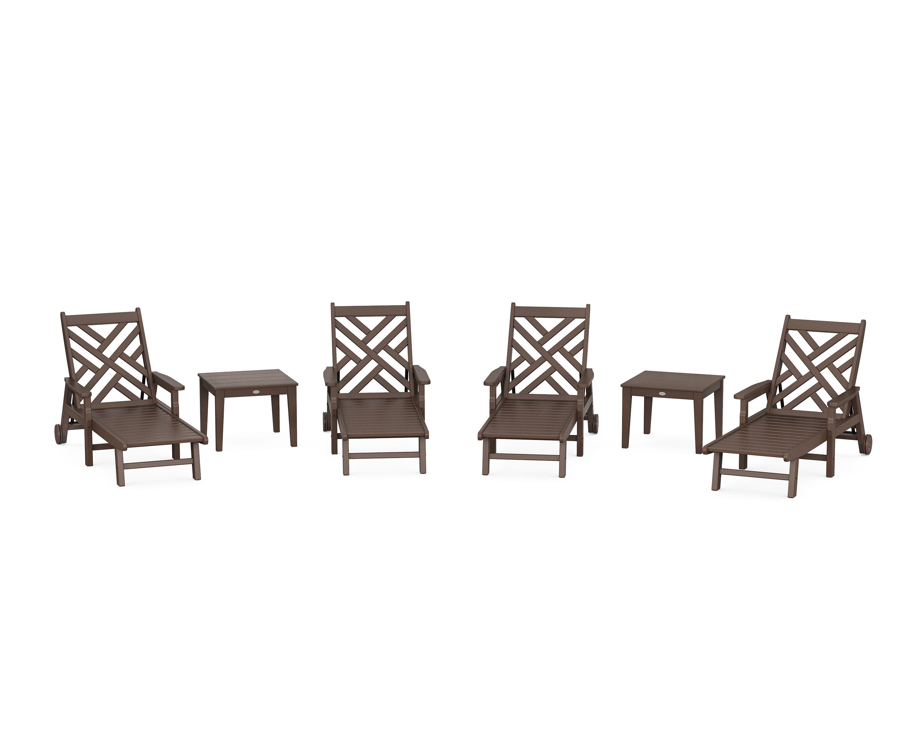 Chippendale 6-Piece Chaise Set with Arms and Wheels