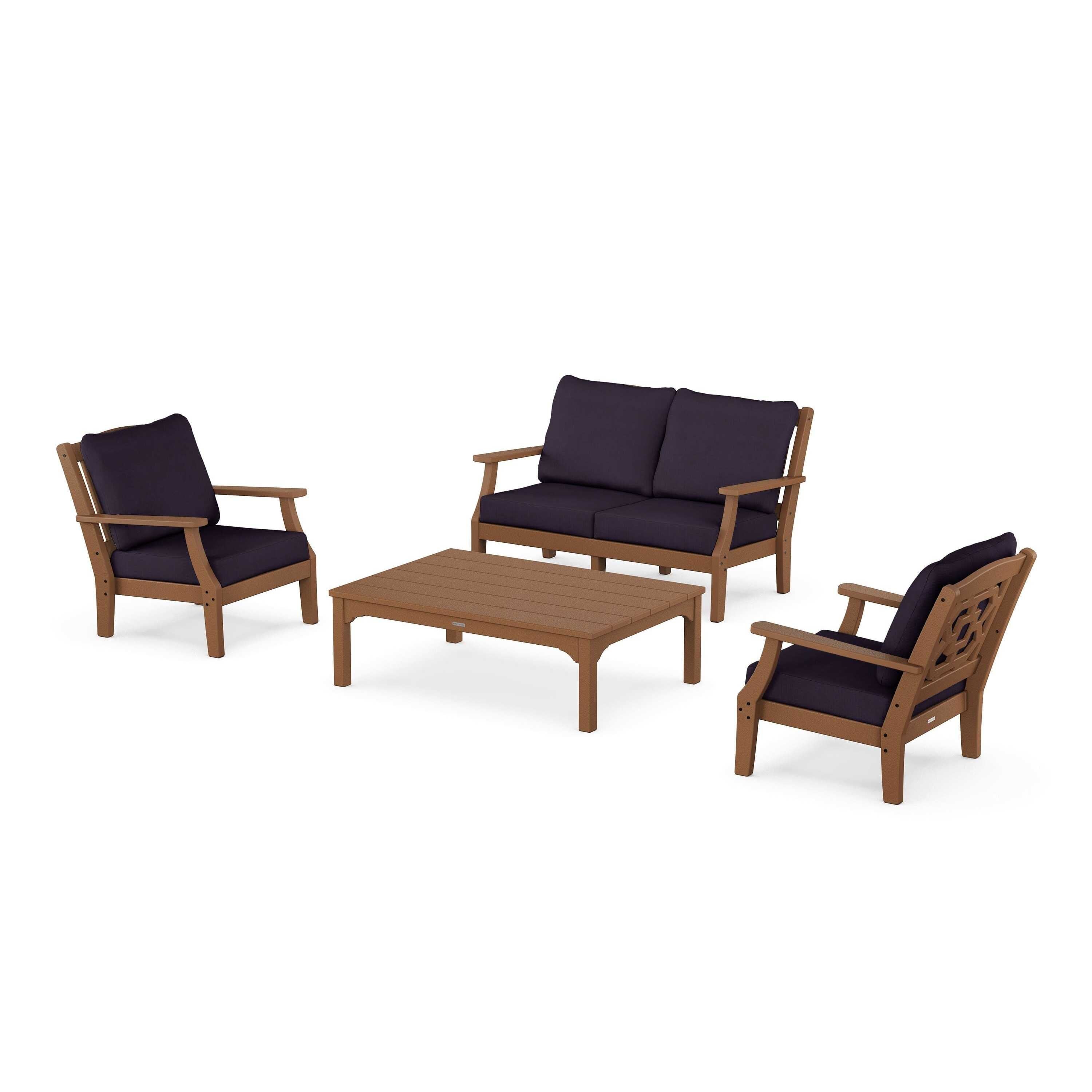 Chinoiserie 4-Piece Deep Seating Set with Loveseat