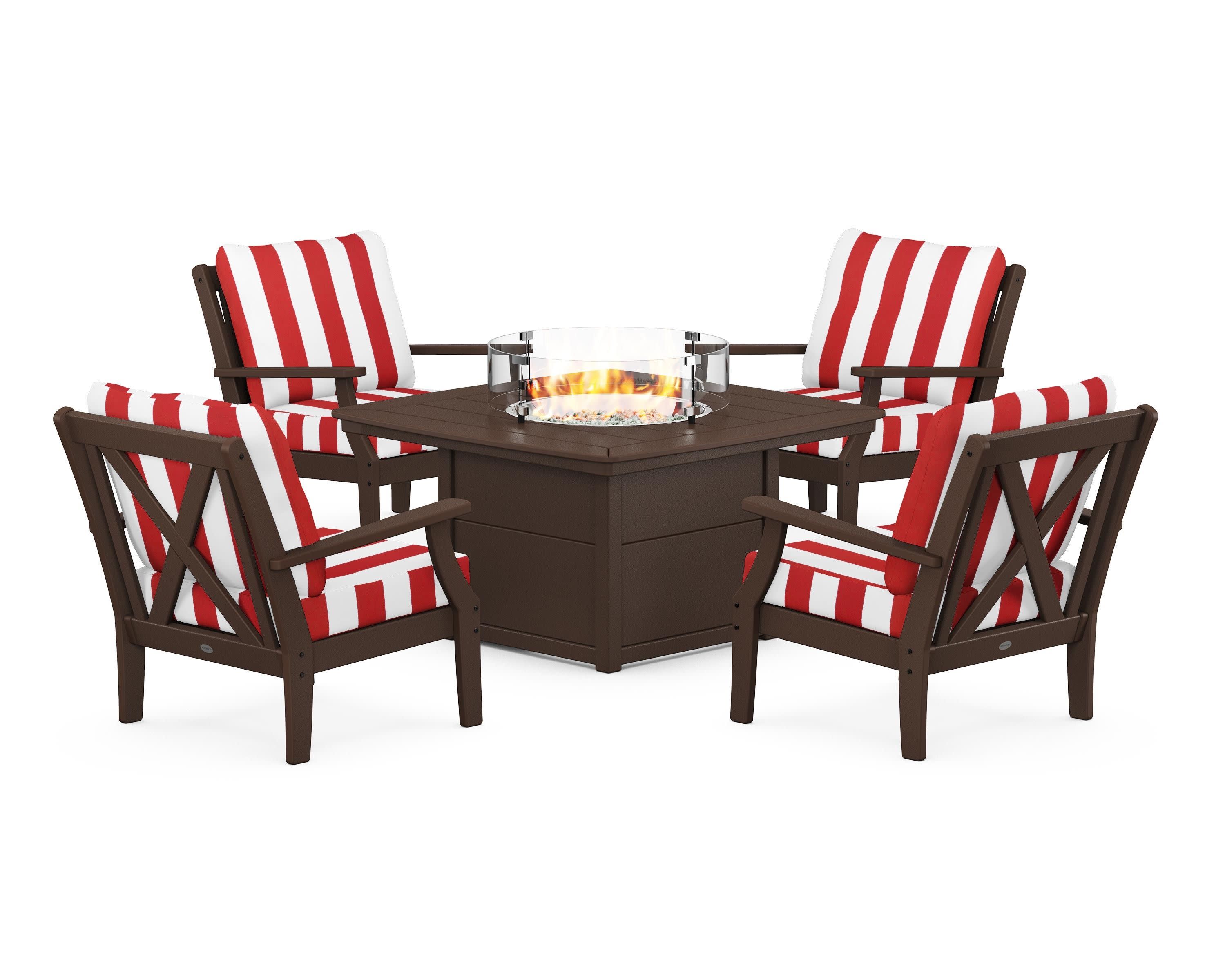 Braxton 5-Piece Deep Seating Conversation Set with Fire Pit Table