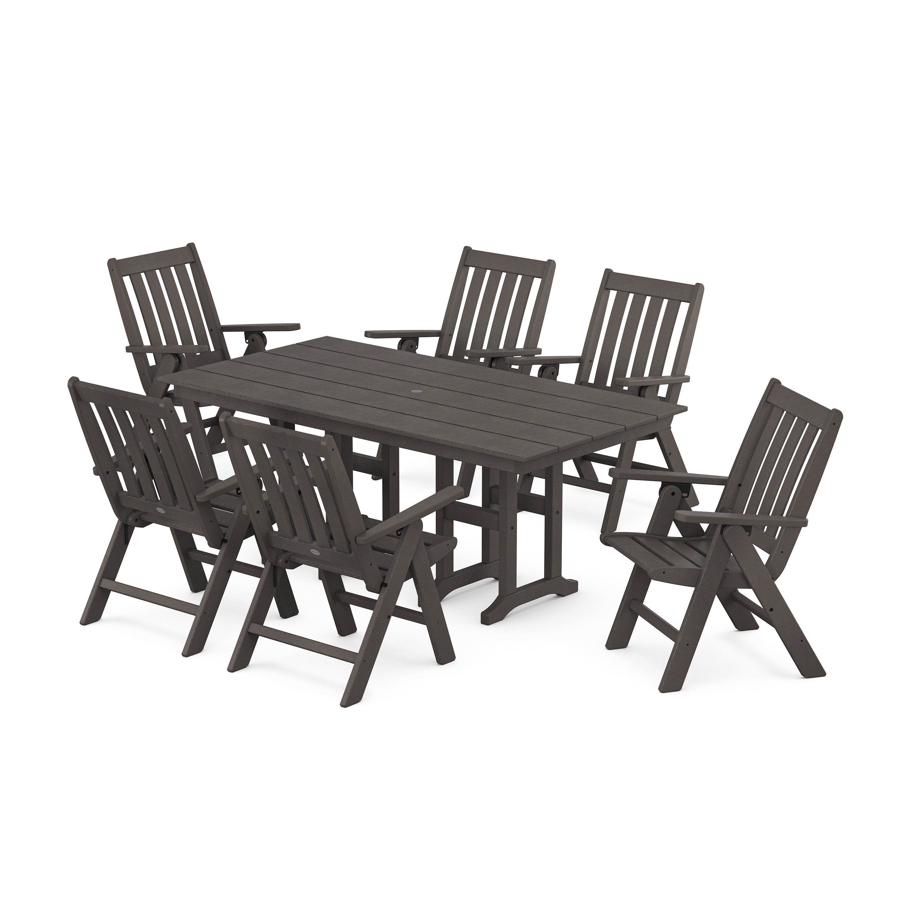 Vineyard Folding Chair 7-Piece Farmhouse Dining Set