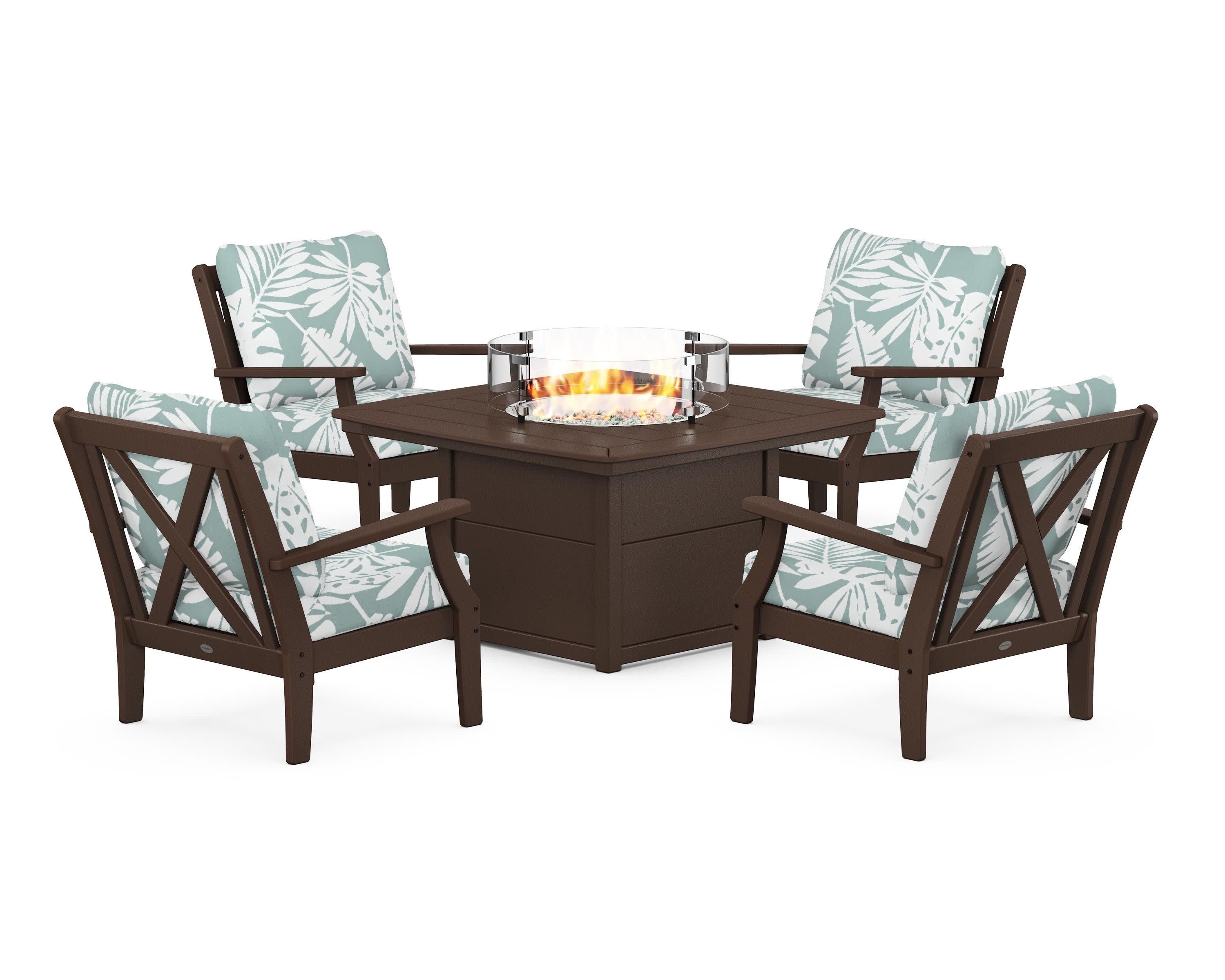Braxton 5-Piece Deep Seating Conversation Set with Fire Pit Table
