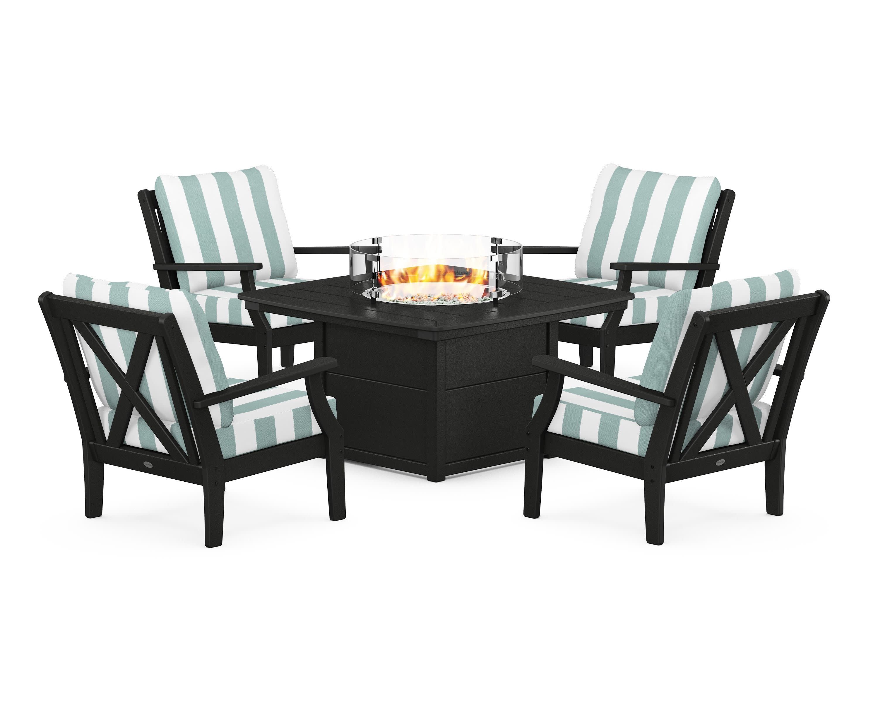 Braxton 5-Piece Deep Seating Conversation Set with Fire Pit Table