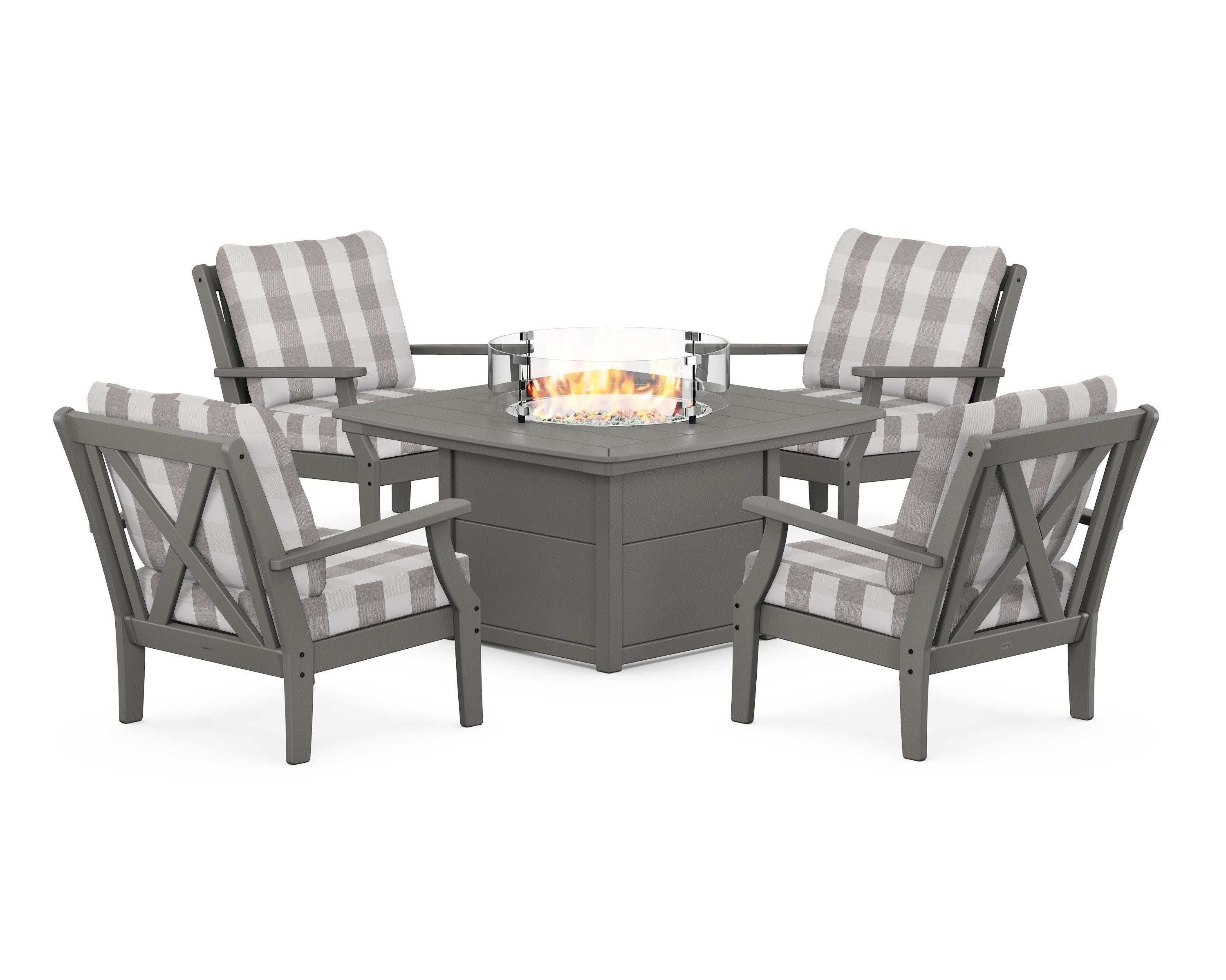 Braxton 5-Piece Deep Seating Conversation Set with Fire Pit Table