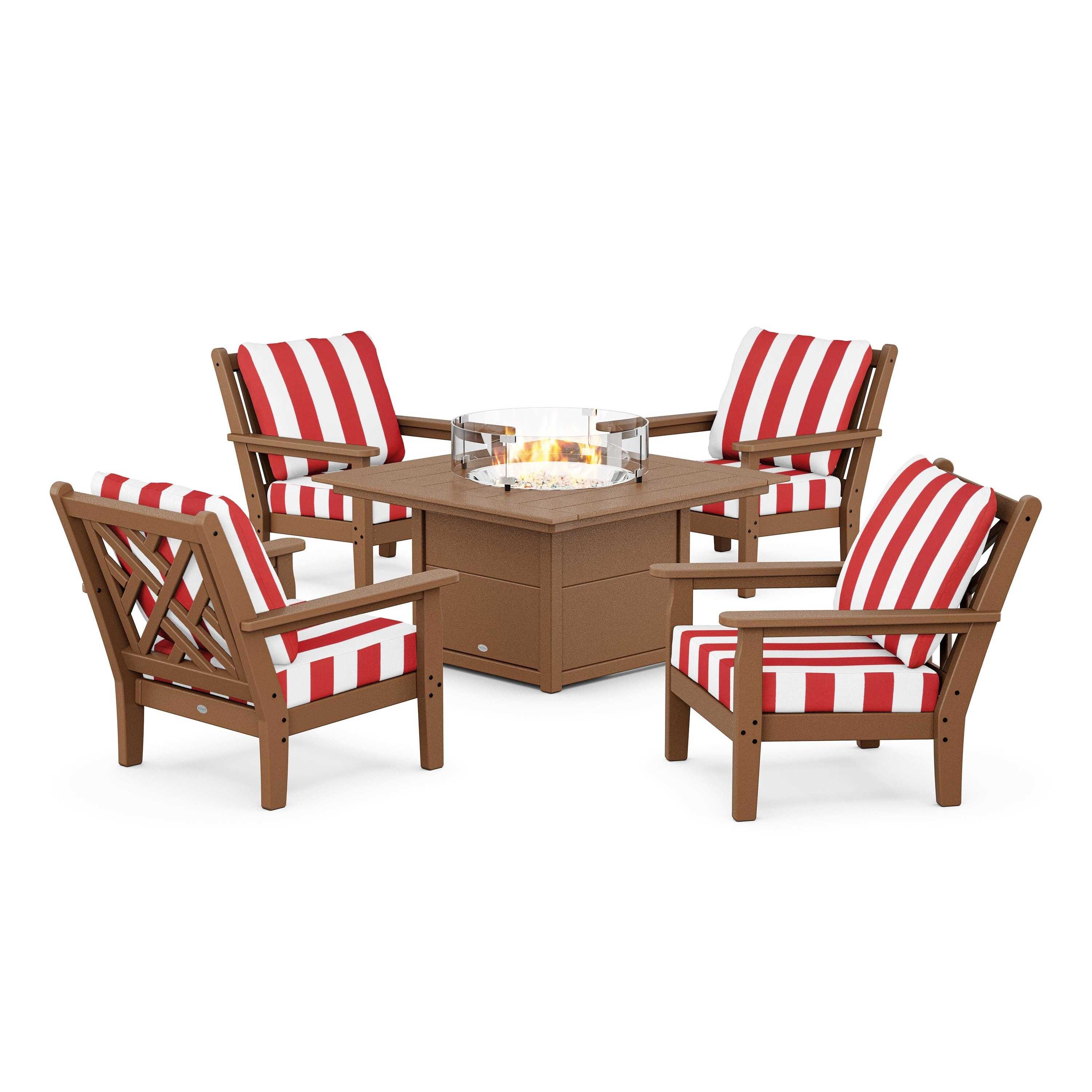 Chippendale 5-Piece Deep Seating Set with Fire Pit Table