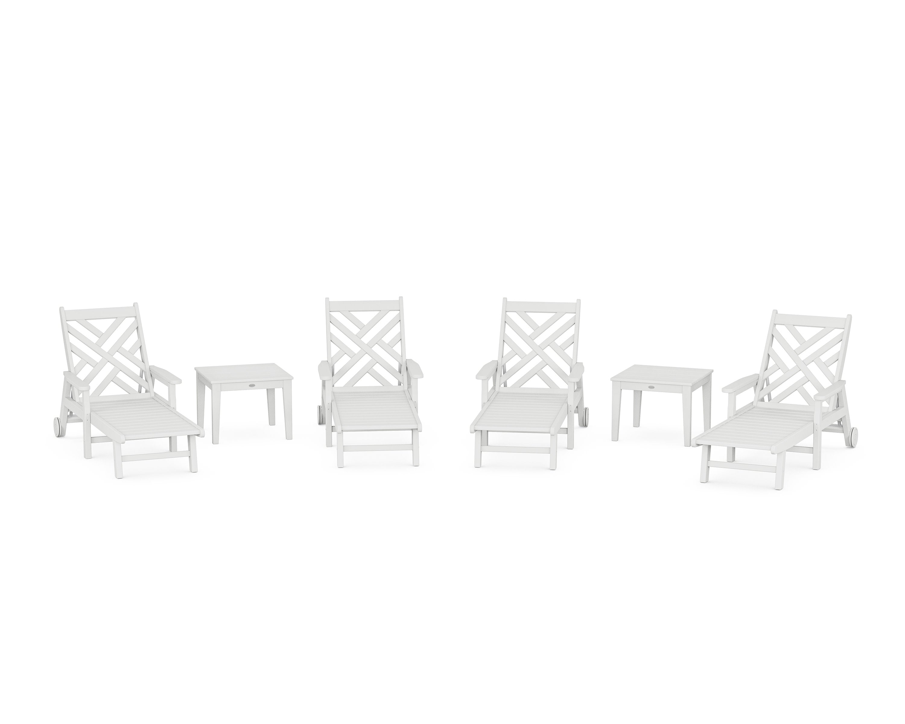 Chippendale 6-Piece Chaise Set with Arms and Wheels