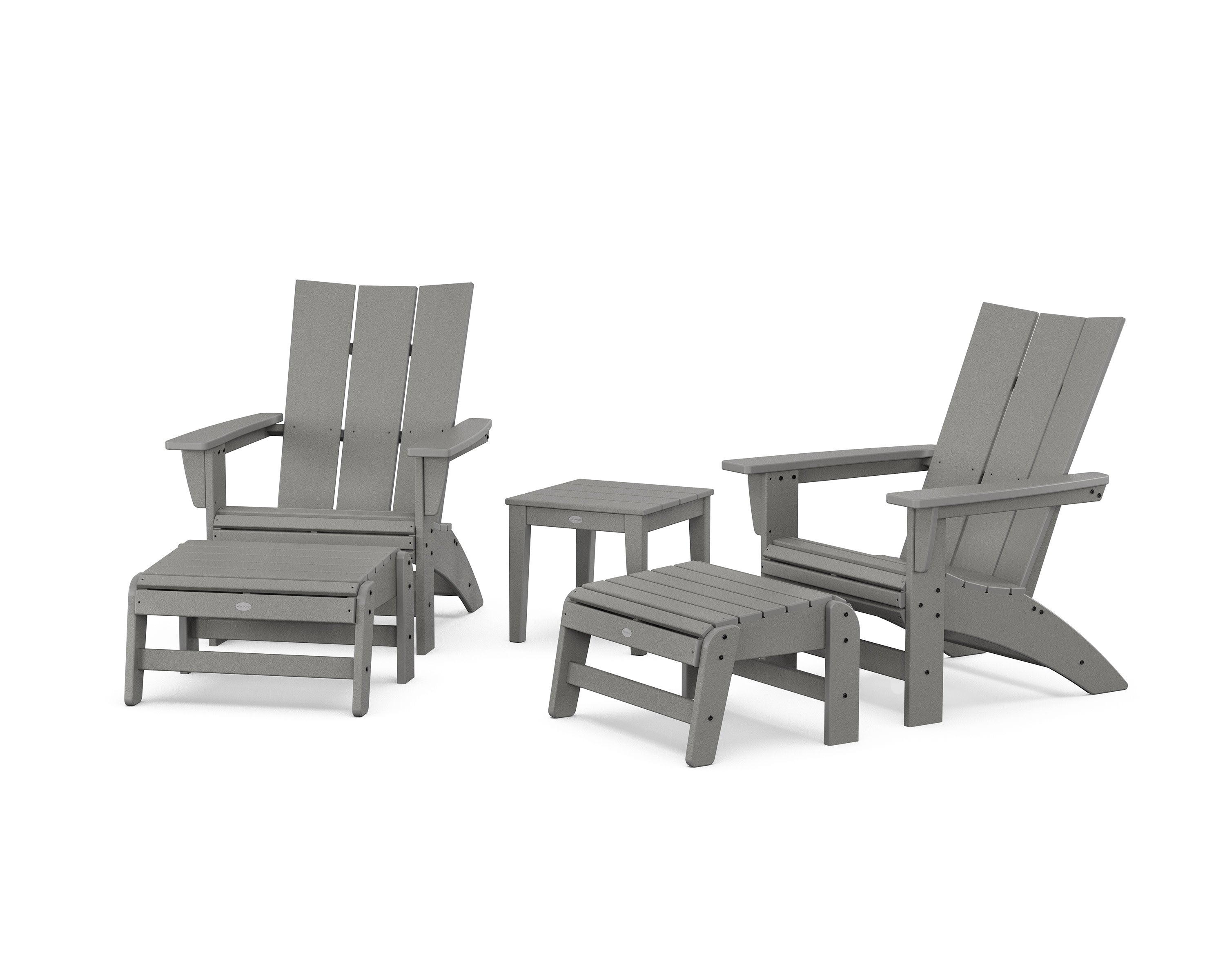 5-Piece Modern Grand Adirondack Set with Ottomans and Side Table