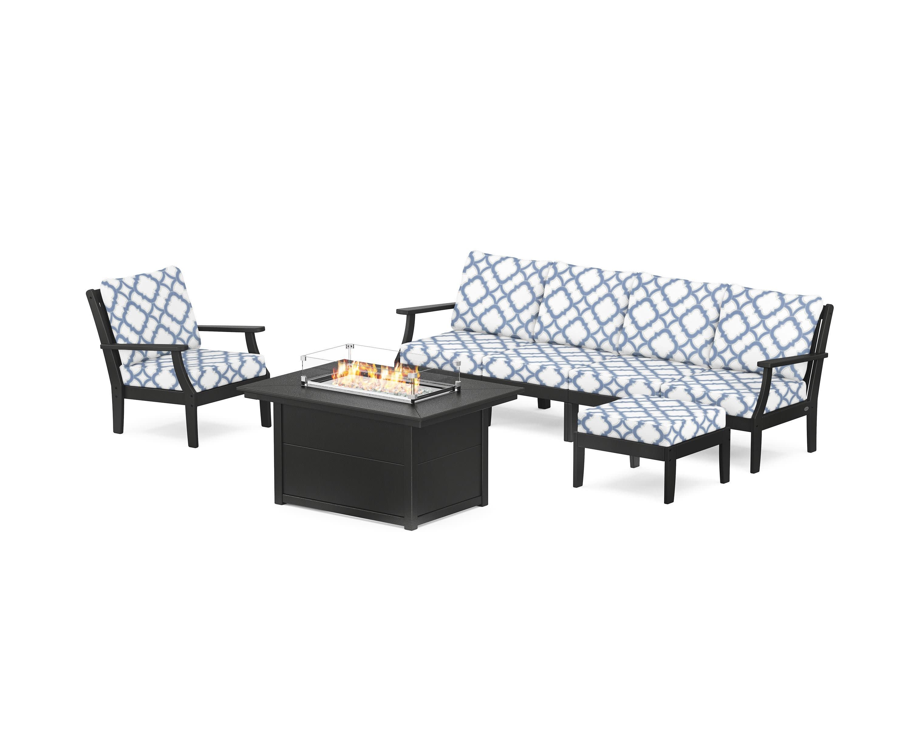 Braxton Sectional Lounge and Fire Pit Set