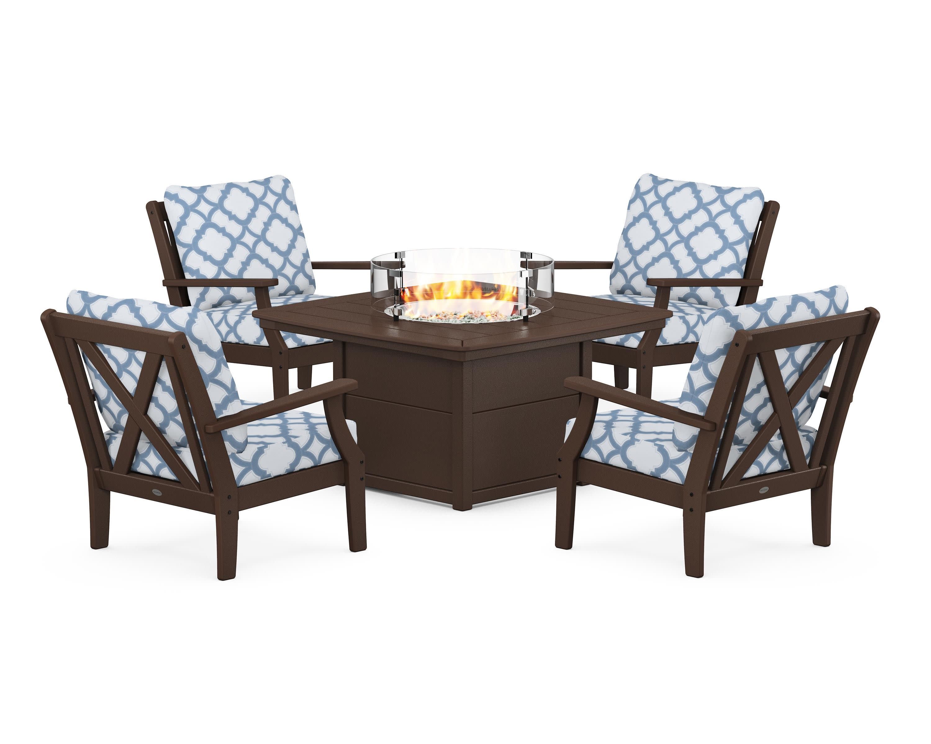 Braxton 5-Piece Deep Seating Conversation Set with Fire Pit Table