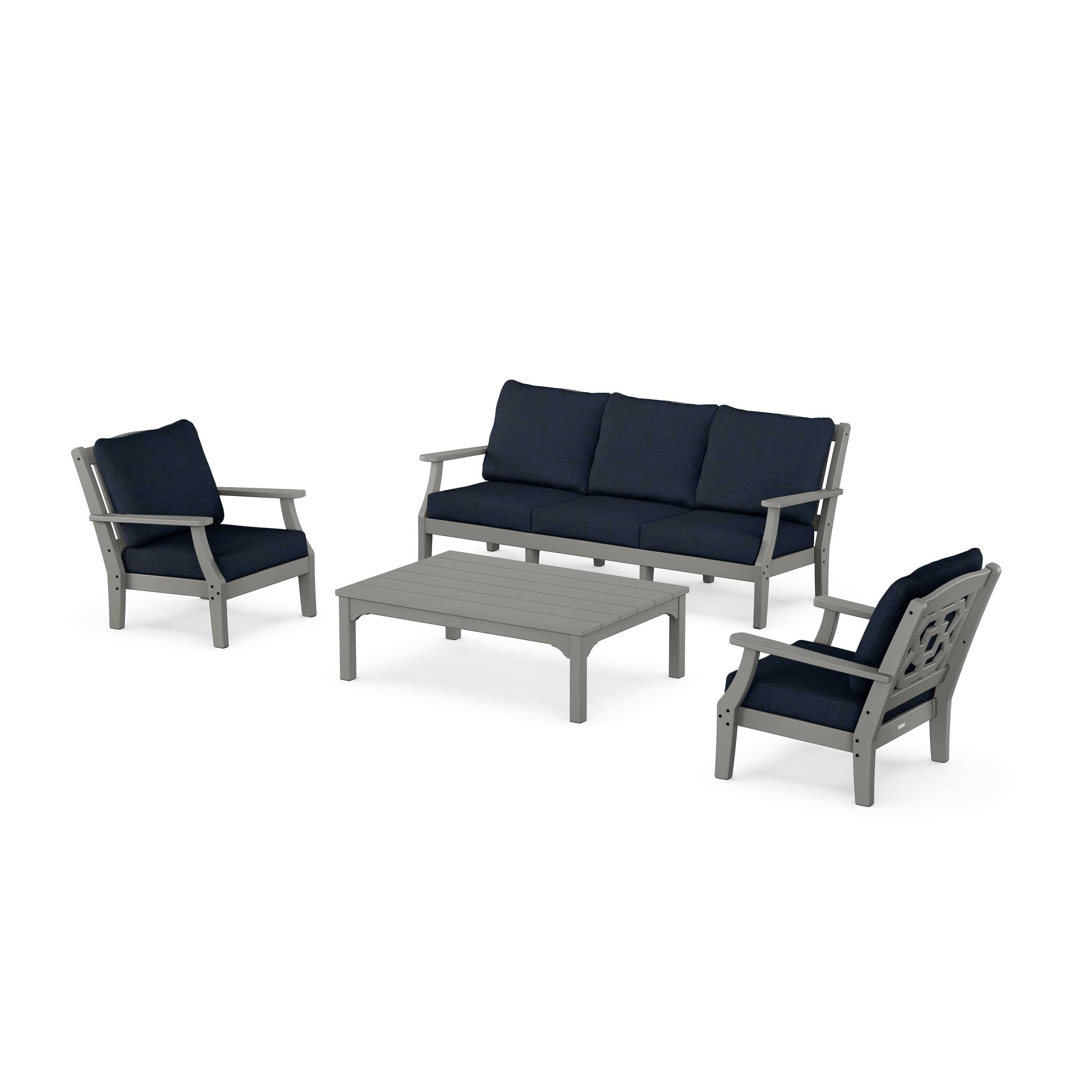 Chinoiserie 4-Piece Deep Seating Set with Sofa