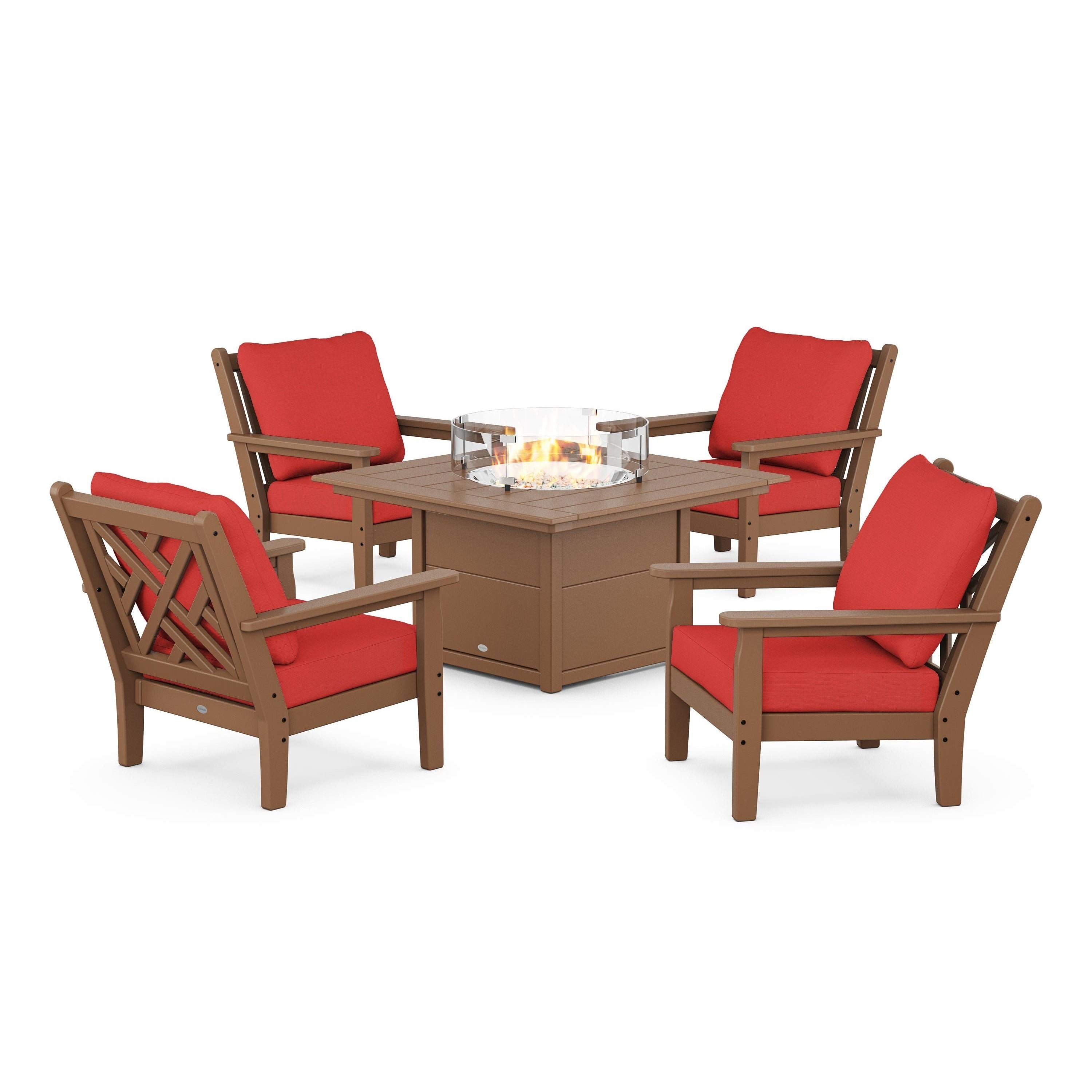 Chippendale 5-Piece Deep Seating Set with Fire Pit Table