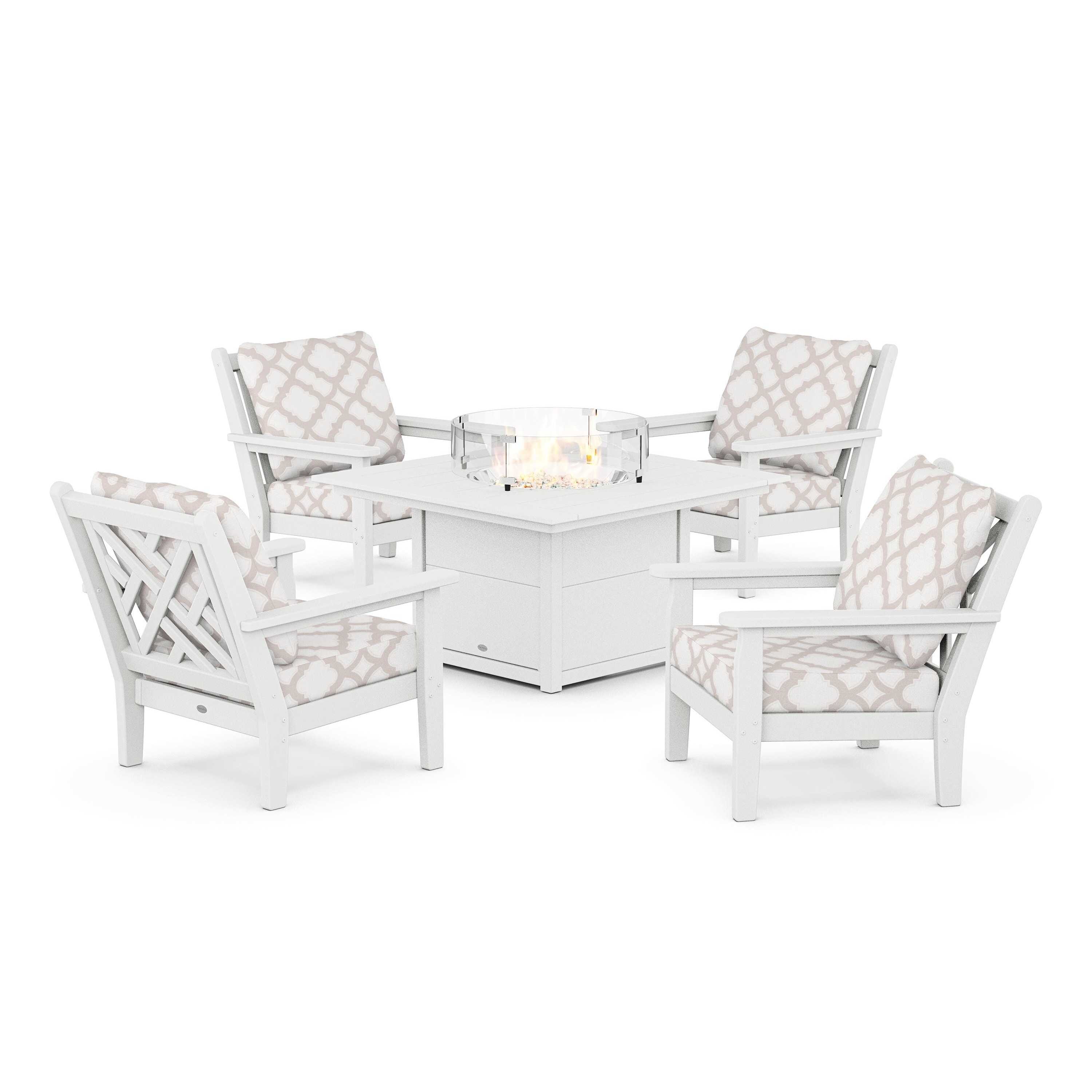 Chippendale 5-Piece Deep Seating Set with Fire Pit Table