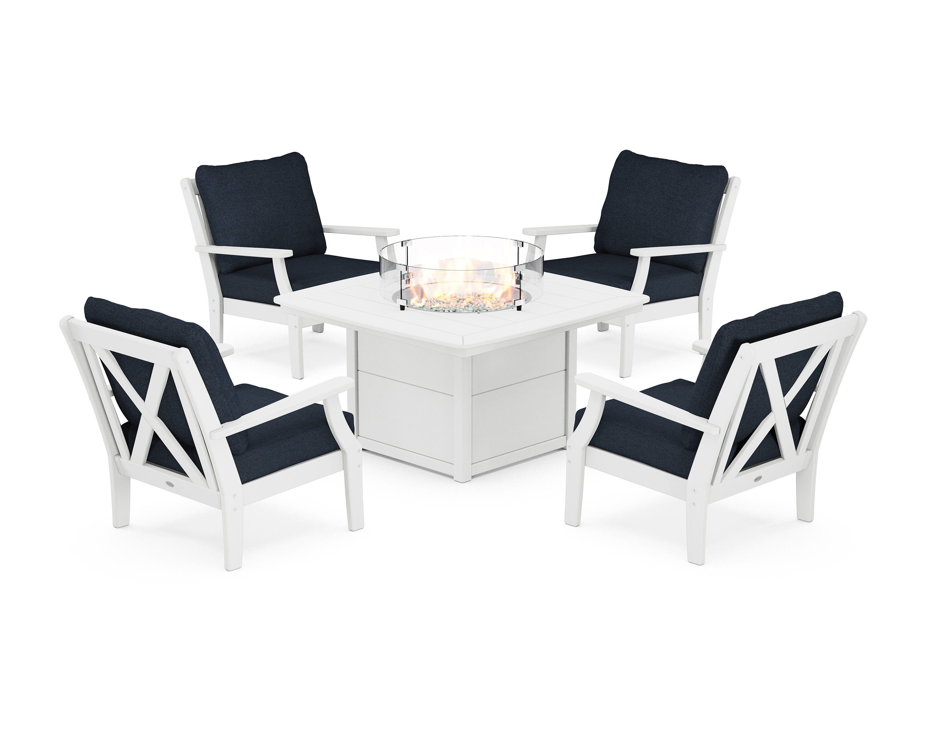 Braxton 5-Piece Deep Seating Conversation Set with Fire Pit Table