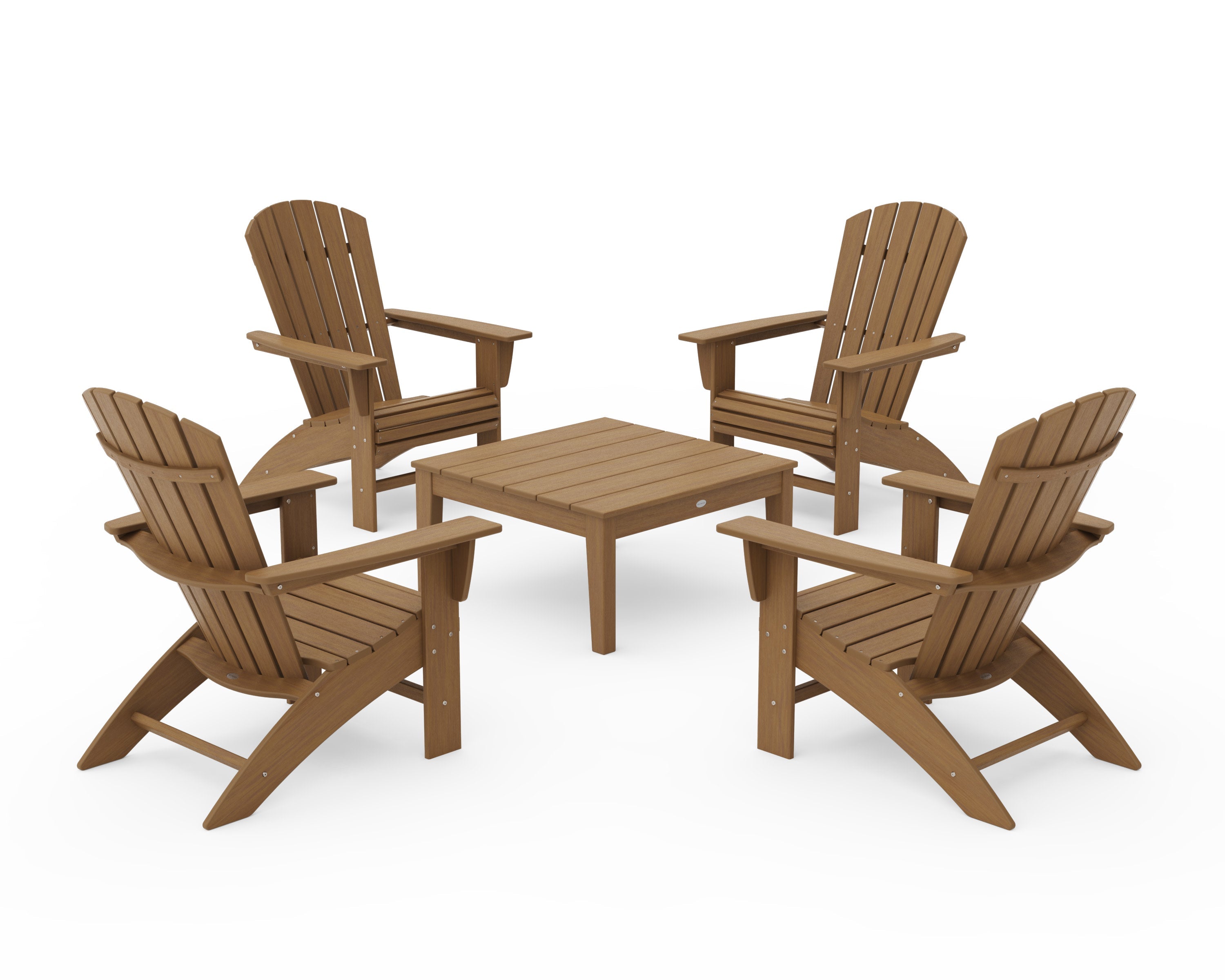 5-Piece Nautical Curveback Adirondack Chair Conversation Set with 36" Conversation Table