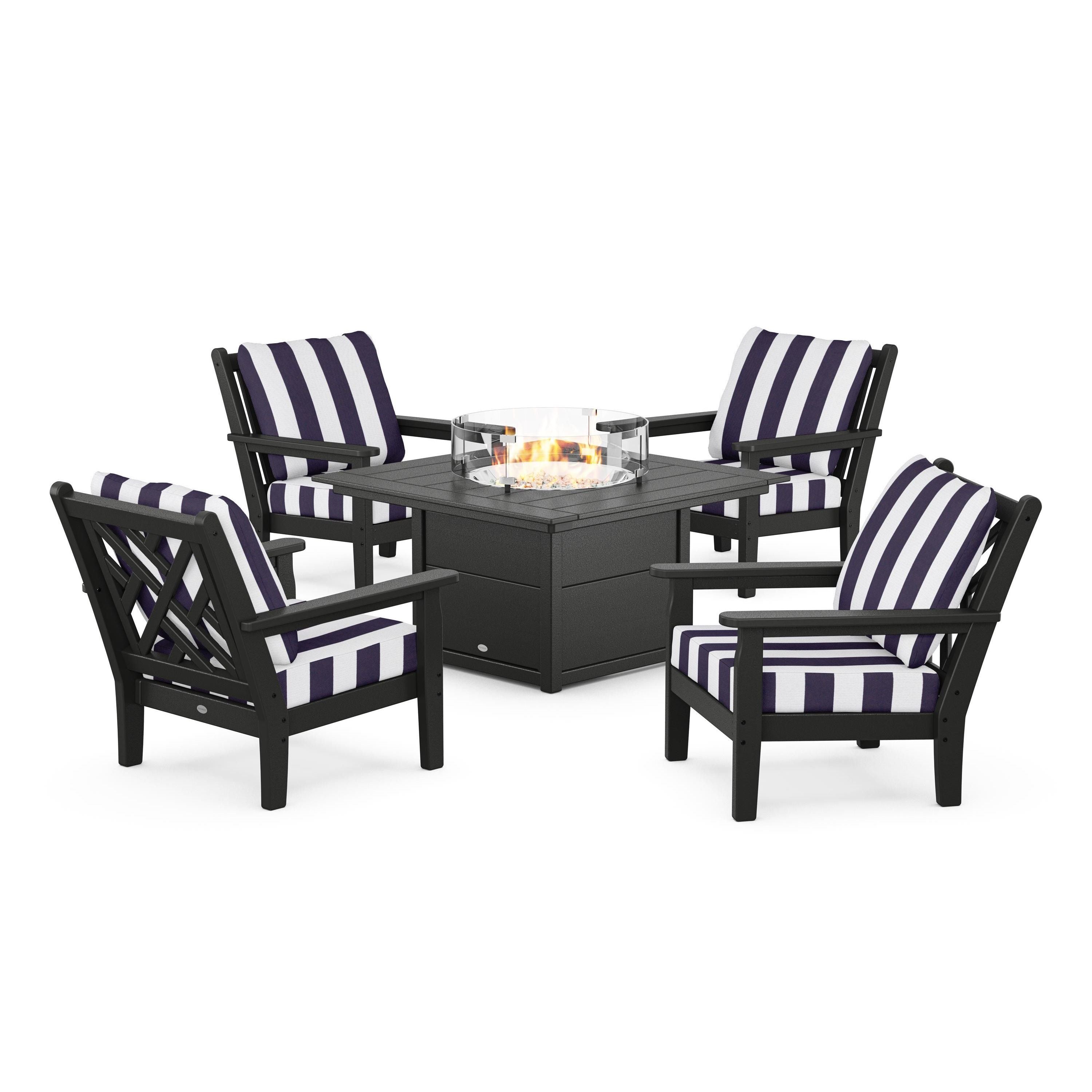 Chippendale 5-Piece Deep Seating Set with Fire Pit Table