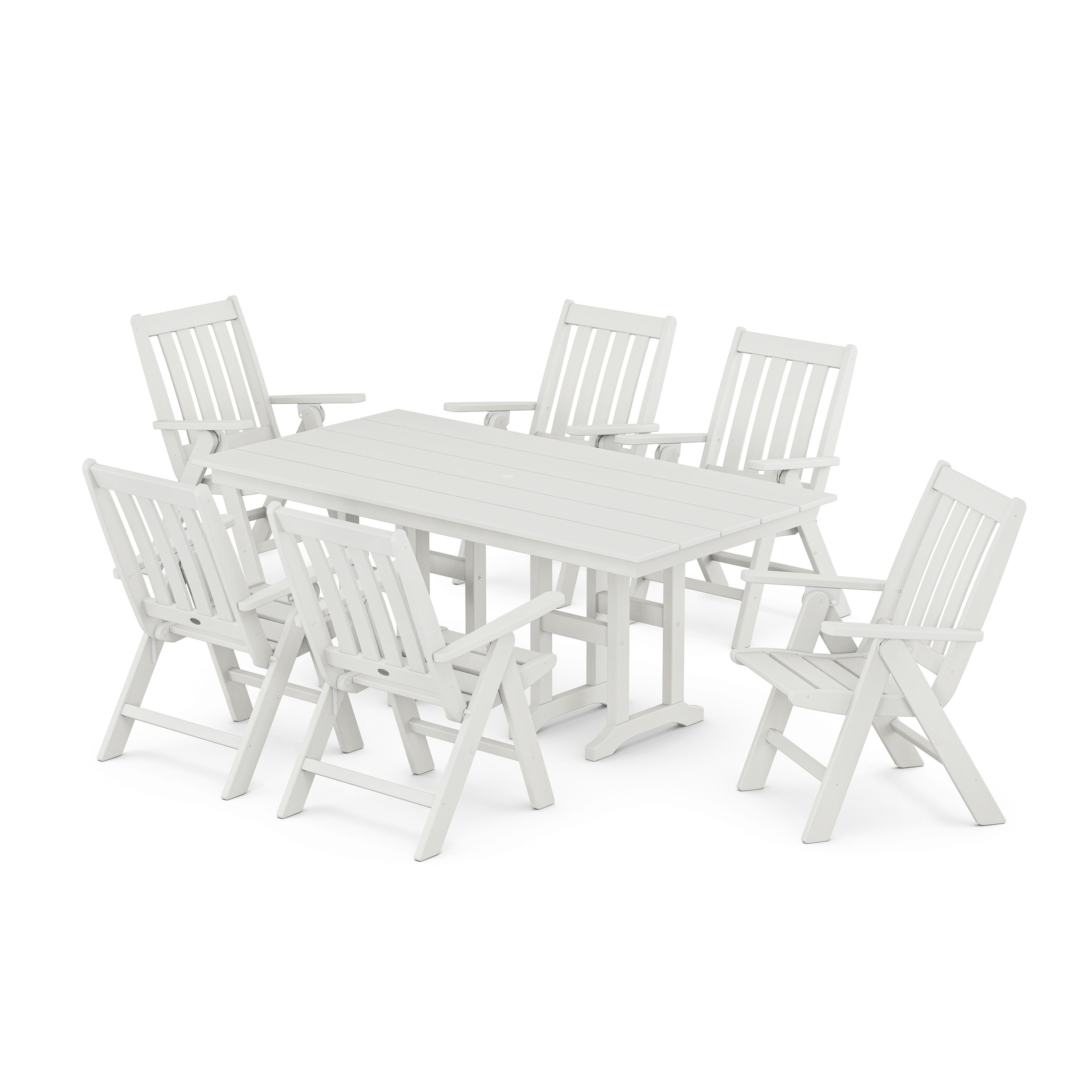 Vineyard Folding Chair 7-Piece Farmhouse Dining Set